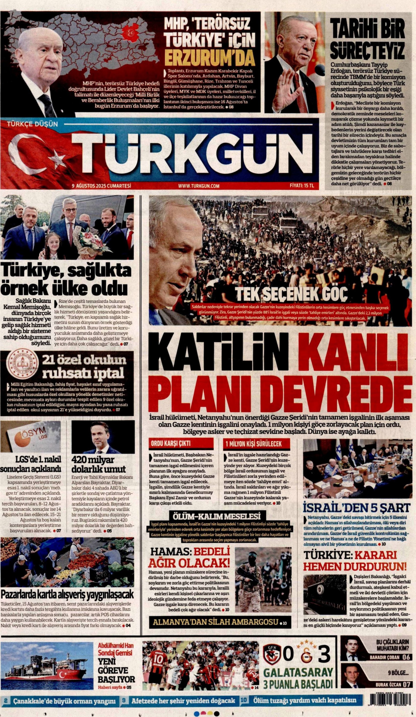 9 Ağustos 2025 gazete manşetleri: Gazeteler açılım komisyonunun 'gizlilik' kararını nasıl gördü?