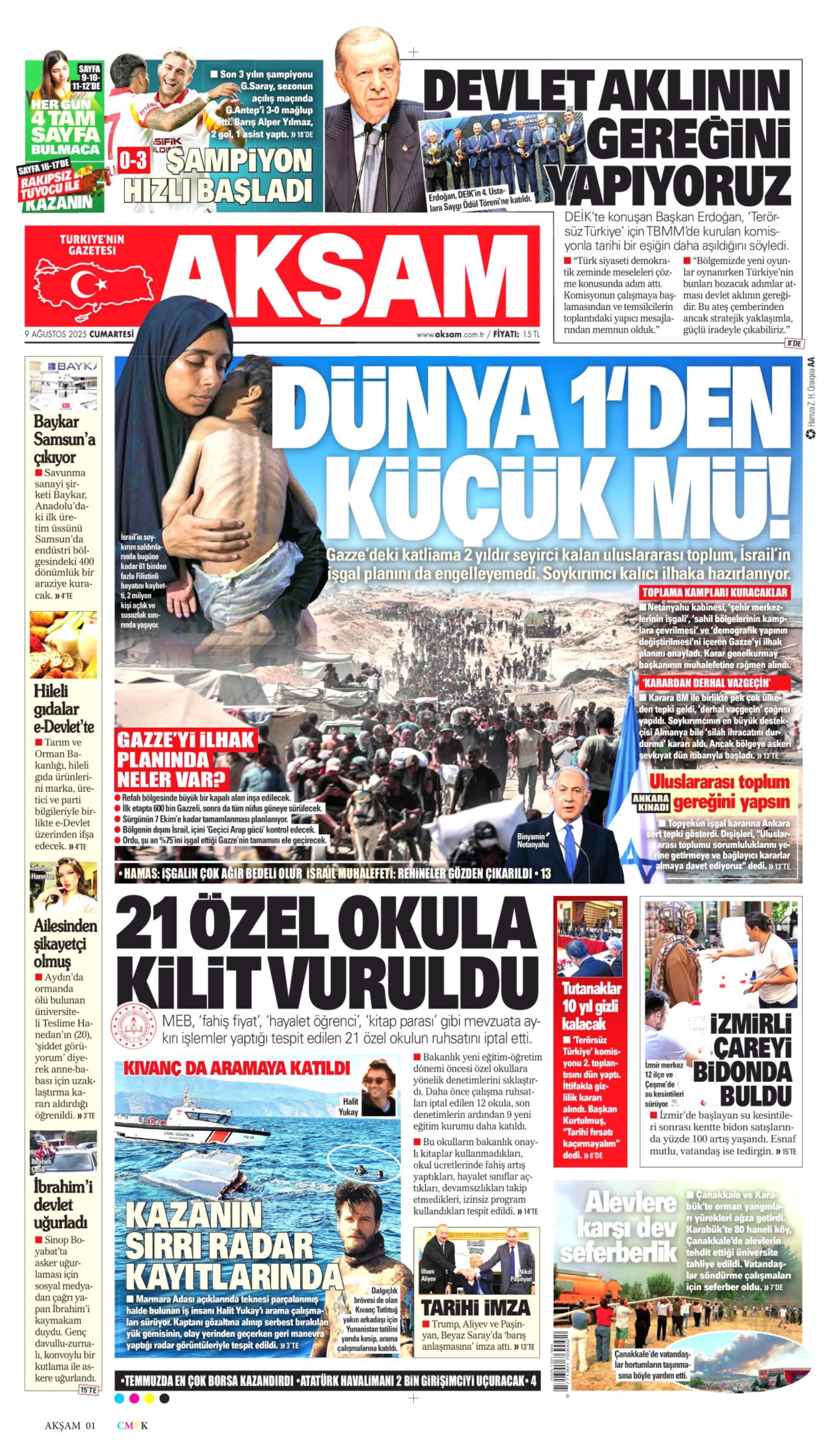 9 Ağustos 2025 gazete manşetleri: Gazeteler açılım komisyonunun 'gizlilik' kararını nasıl gördü?
