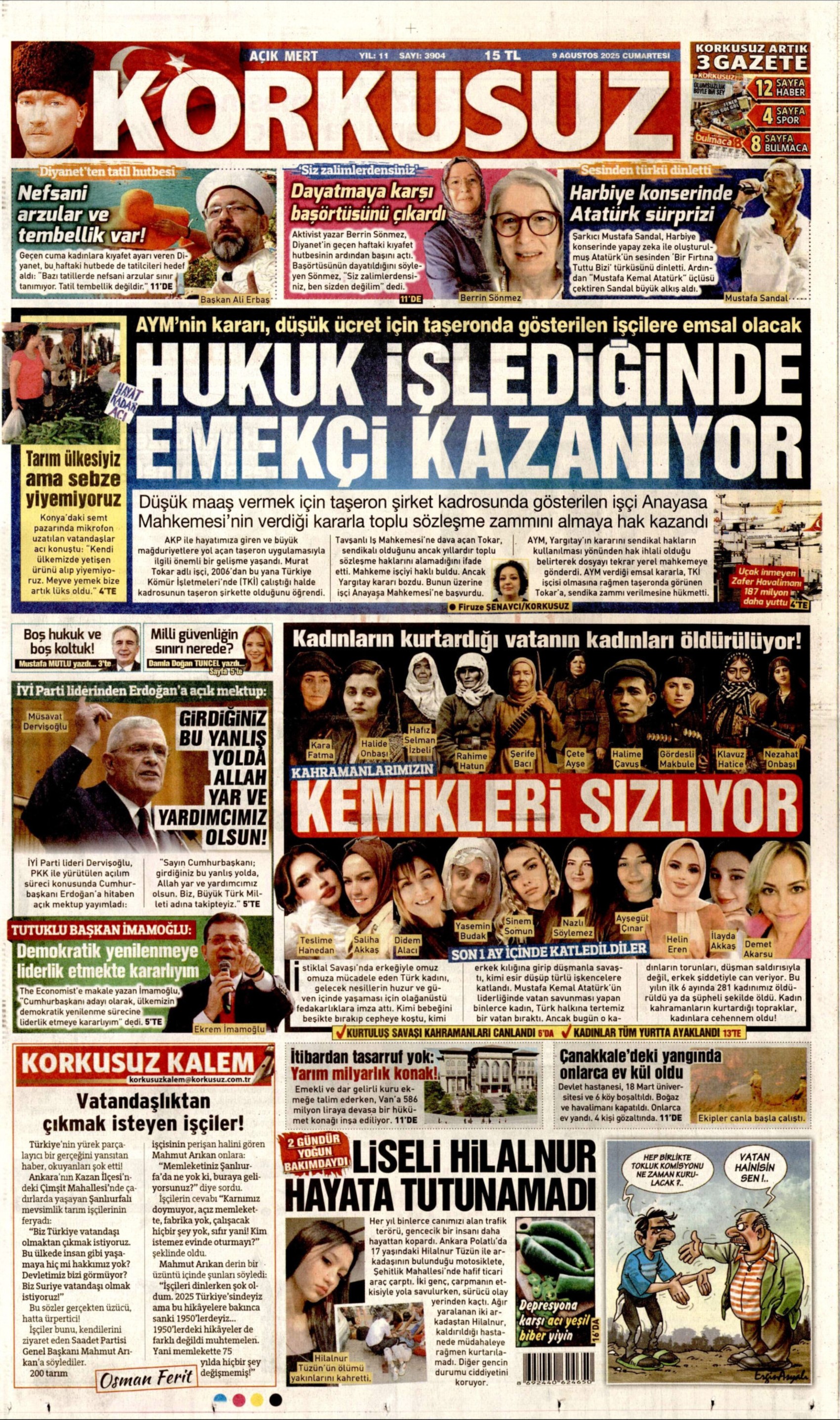 9 Ağustos 2025 gazete manşetleri: Gazeteler açılım komisyonunun 'gizlilik' kararını nasıl gördü?