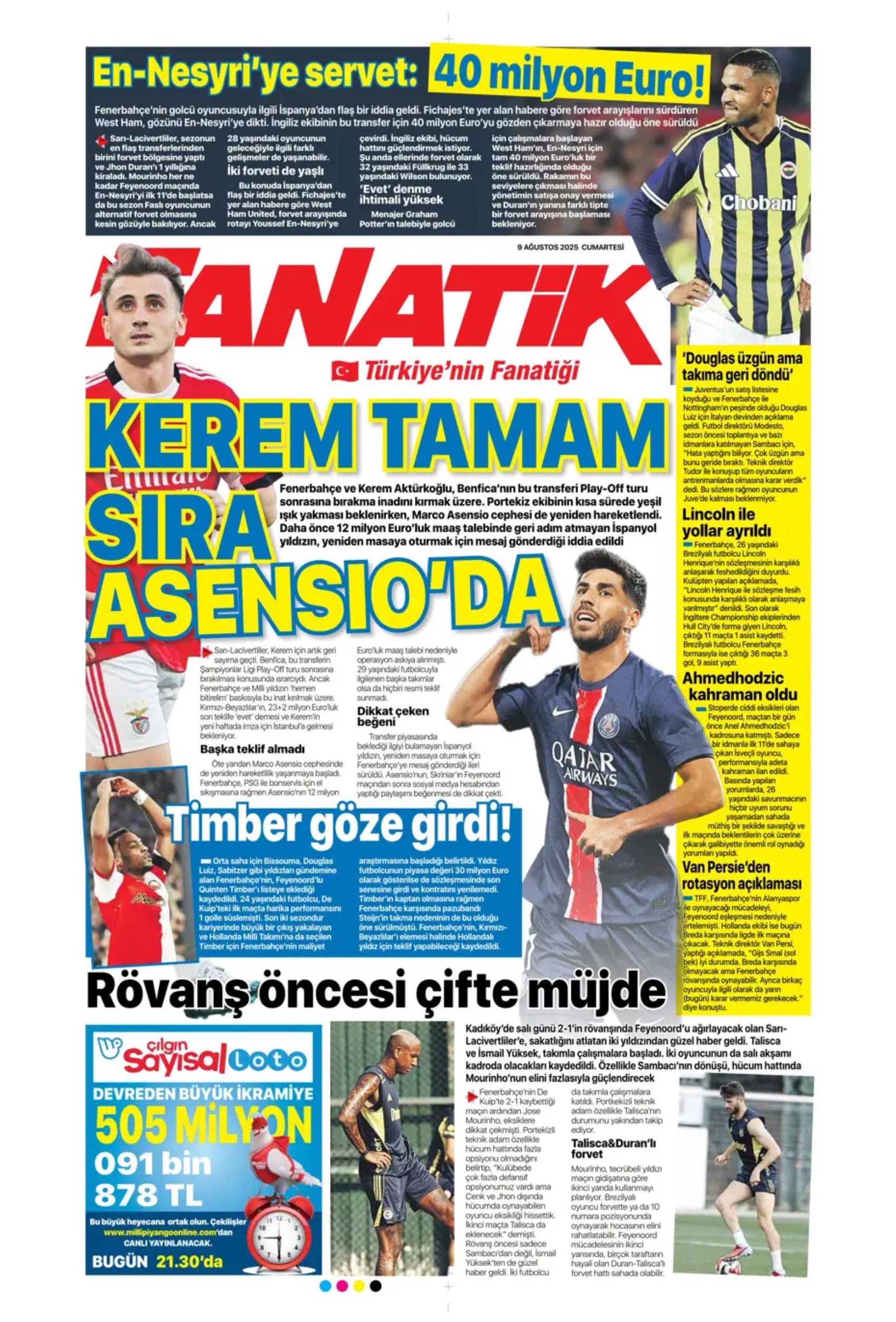 Sporda günün manşetleri: Kerem tamam sıra Asensio'da