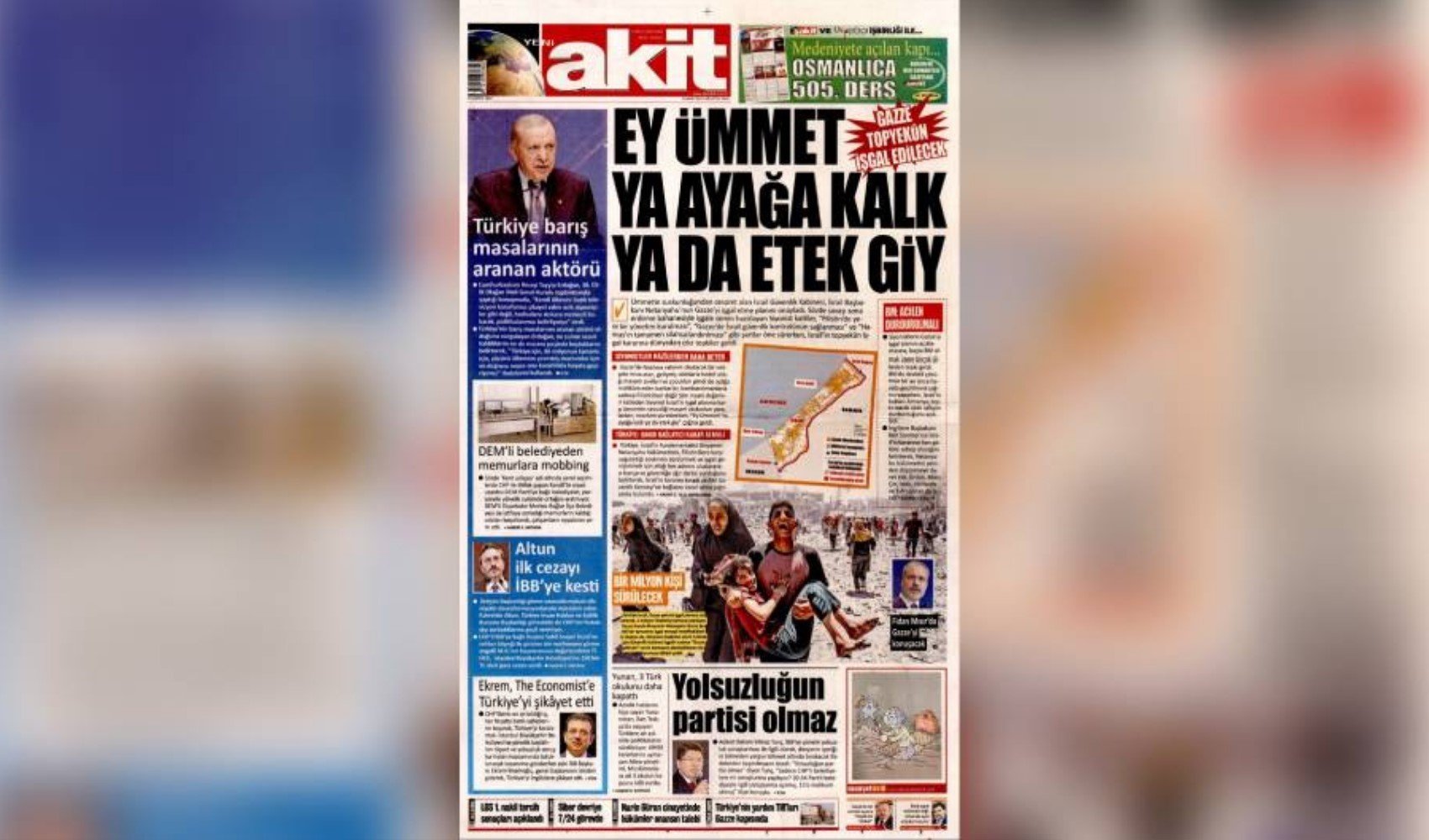 Yeni Akit'ten bir skandal manşet daha: 'Ey Ümmet, ya ayağa kalk ya da etek giy'