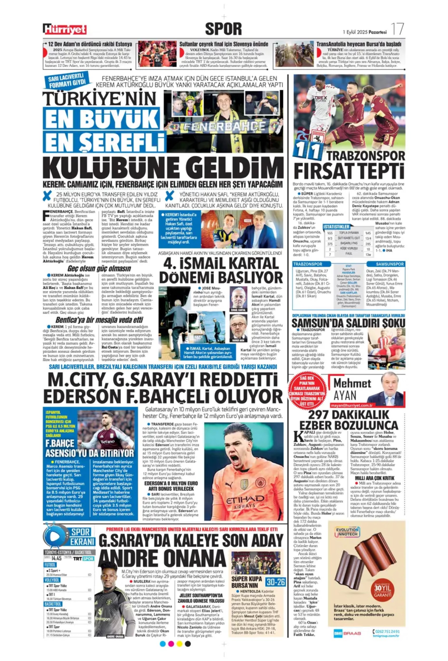 Sporda günün manşetleri: Fenerbahçe'de imza şov! Sırada orta saha var