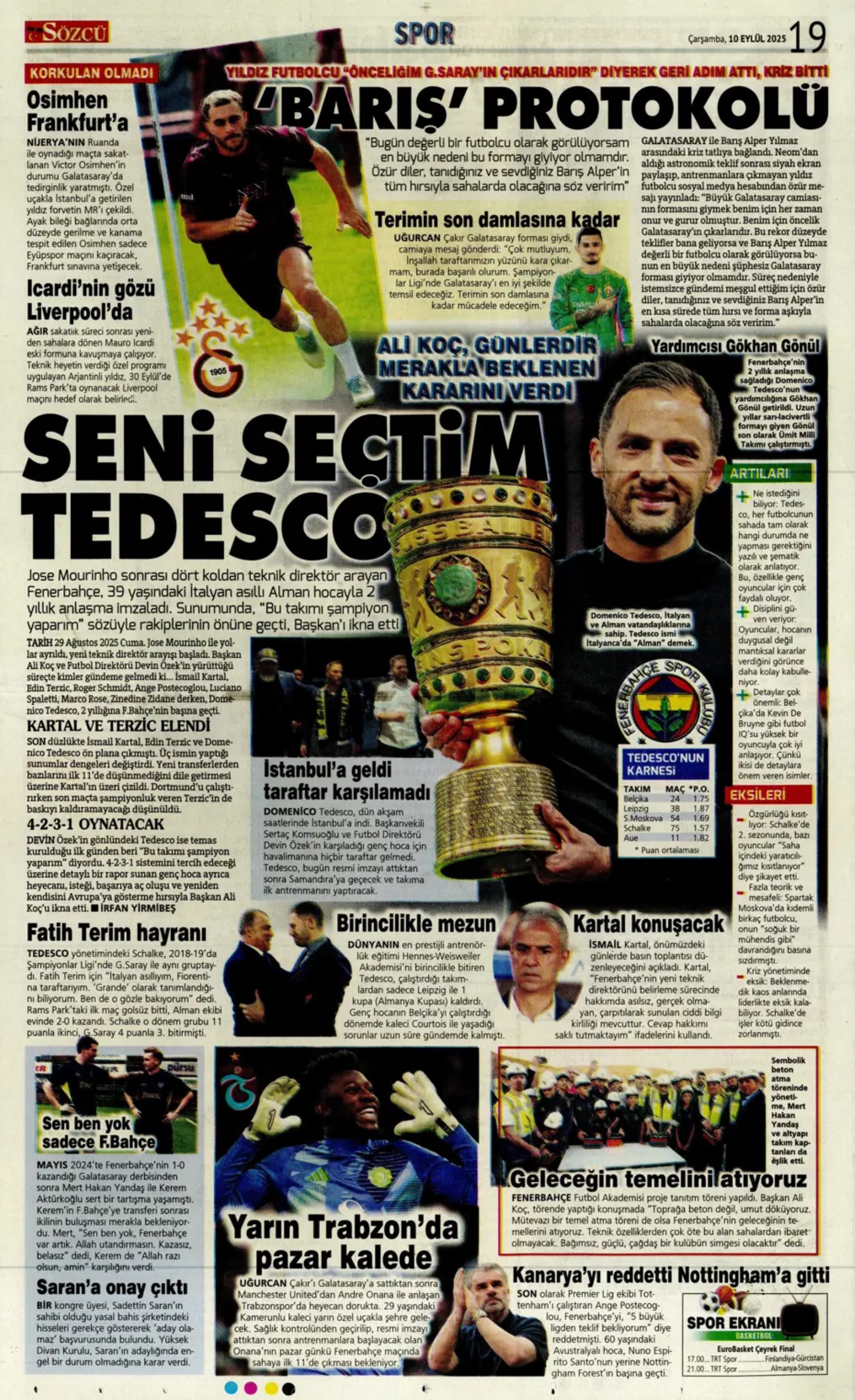 Sporda günün manşetleri... Fenerbahçe'de Tedesco dönemi! İlk transferini duyurdular