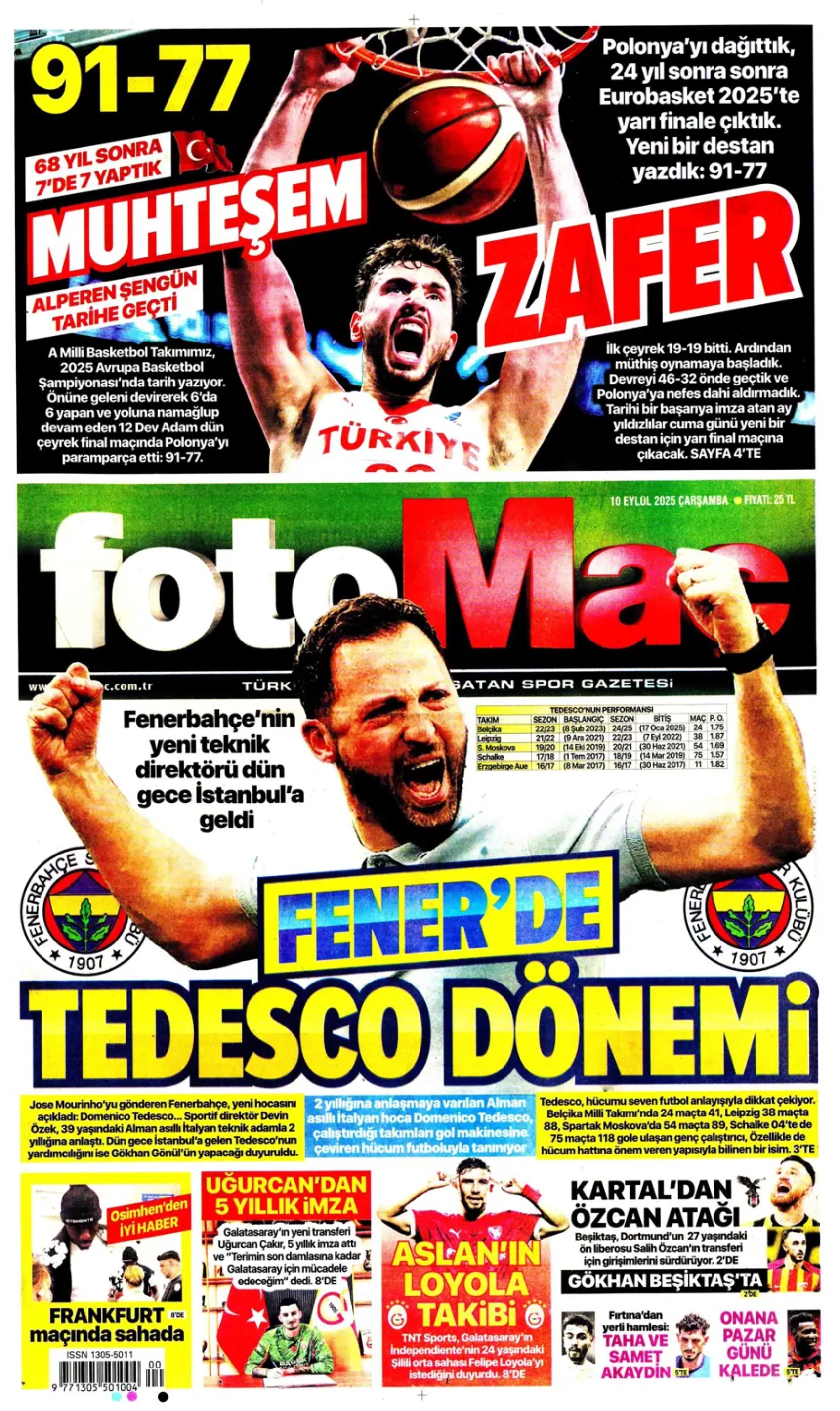 Sporda günün manşetleri... Fenerbahçe'de Tedesco dönemi! İlk transferini duyurdular