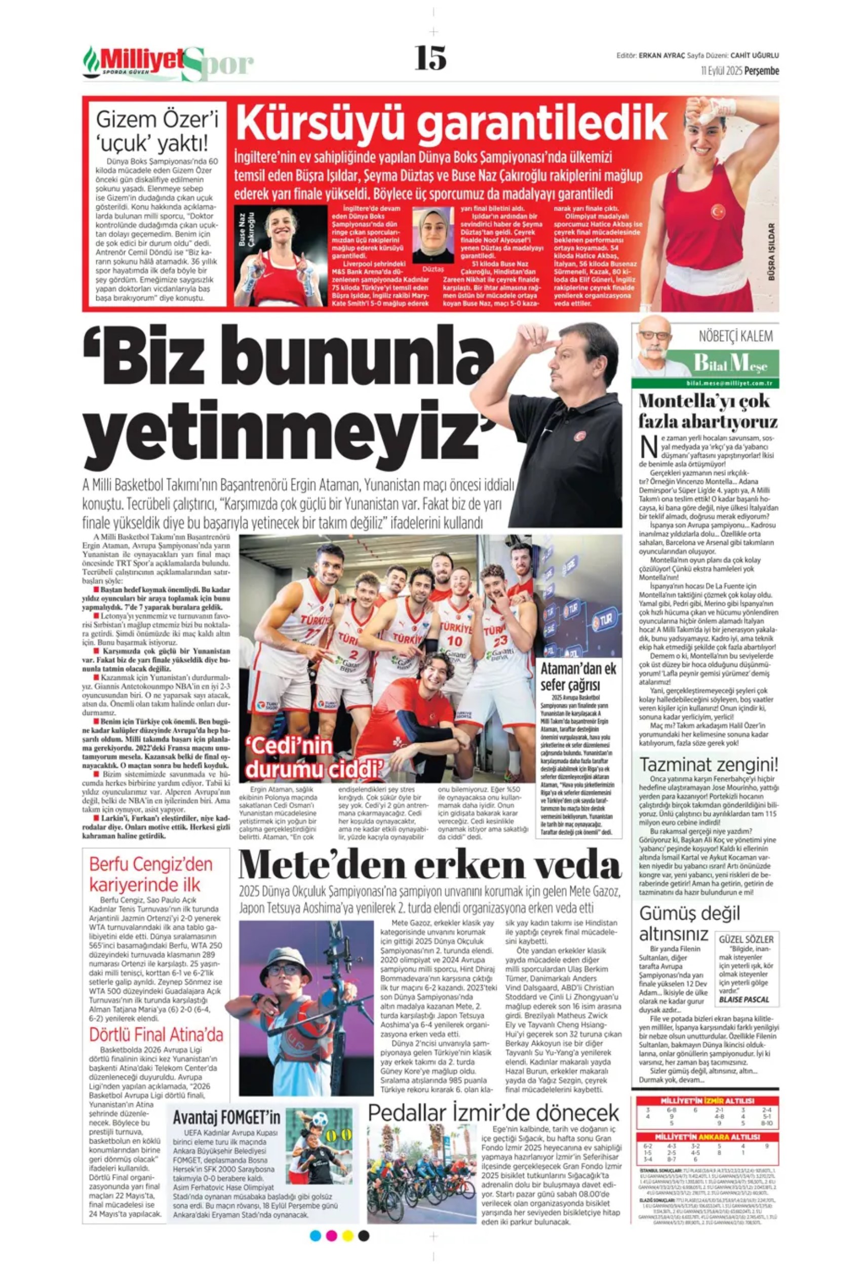 Sporda günün manşetleri... Üçlüden kaçış yok, Rota yeniden Werner'e döndü