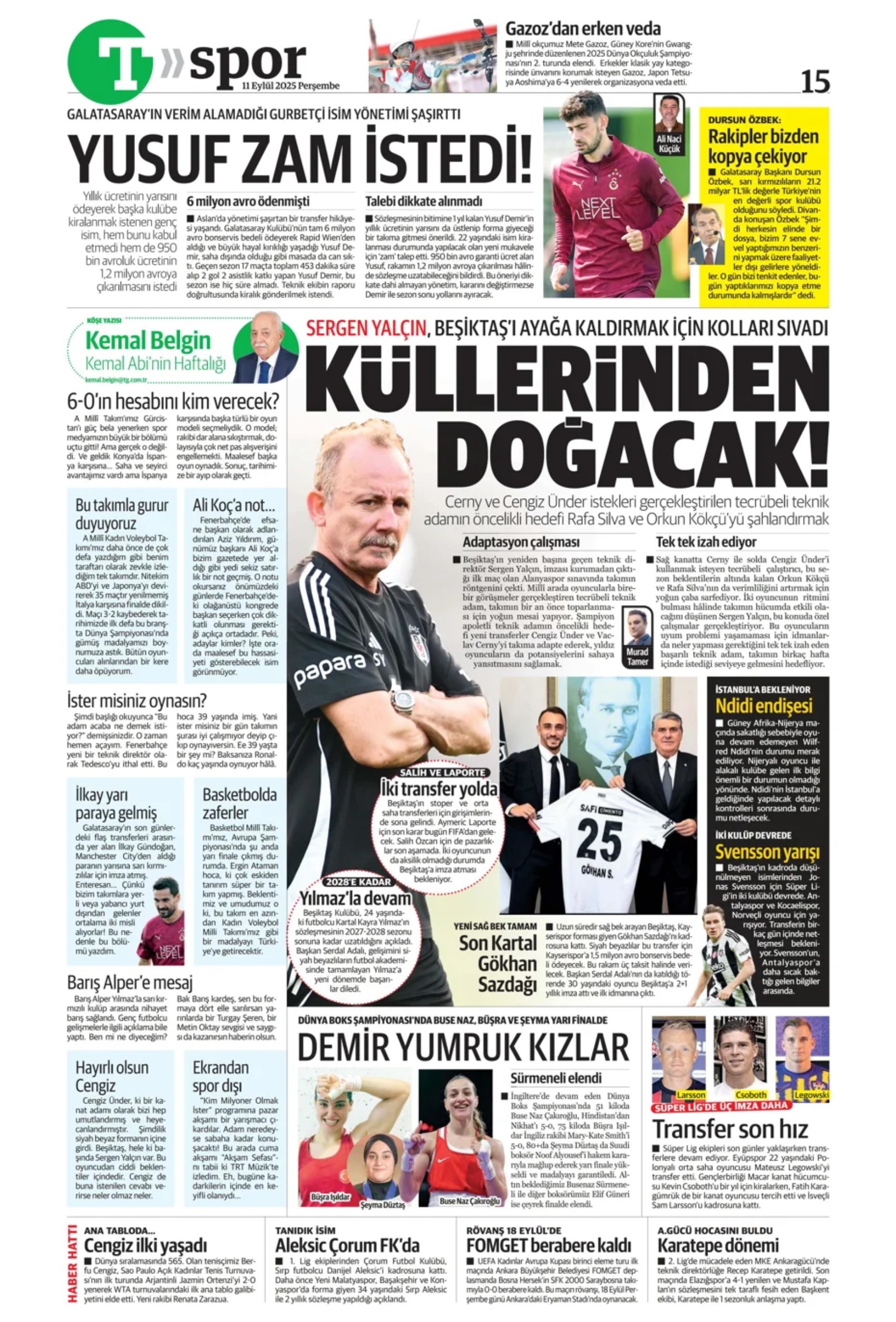 Sporda günün manşetleri... Üçlüden kaçış yok, Rota yeniden Werner'e döndü