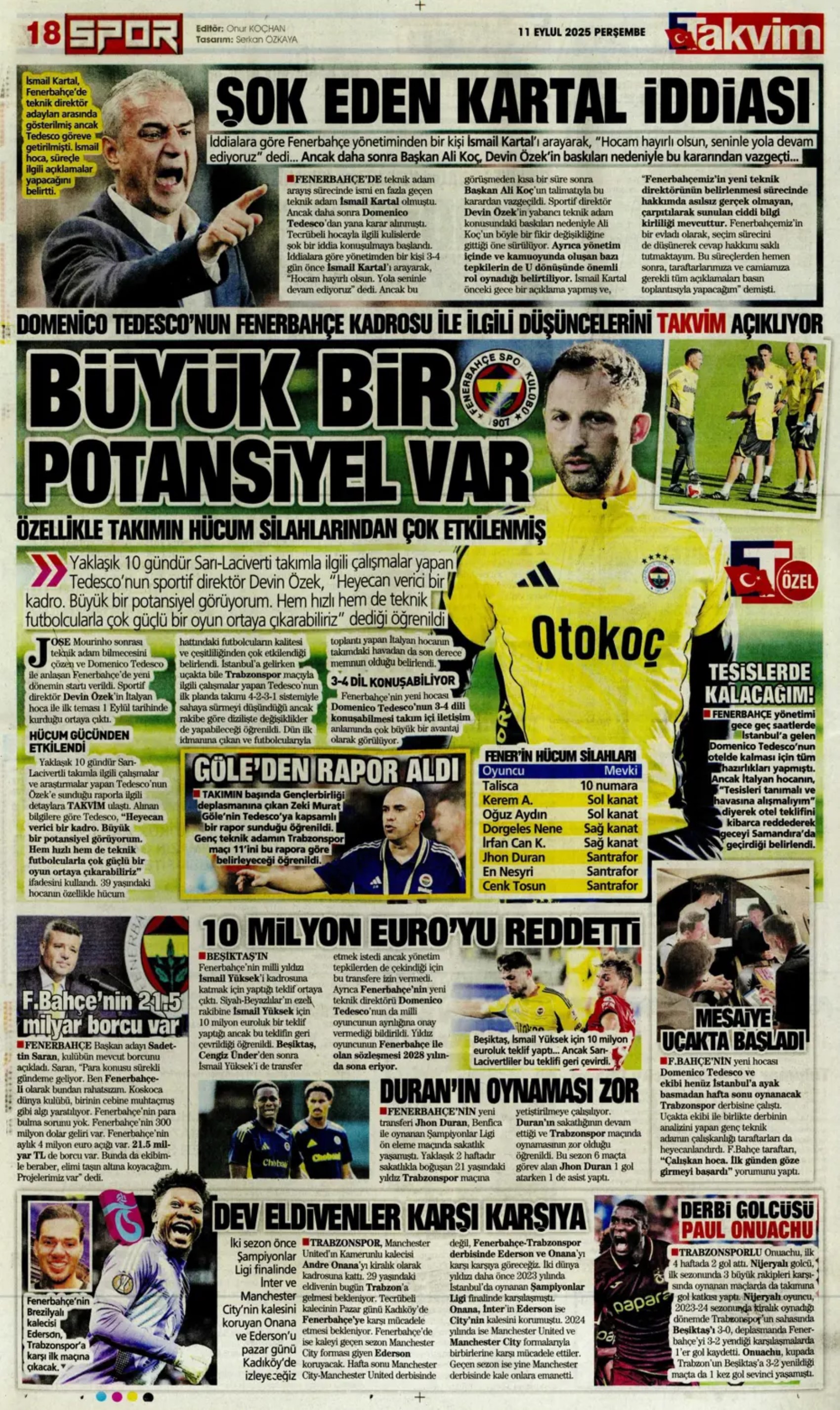 Sporda günün manşetleri... Üçlüden kaçış yok, Rota yeniden Werner'e döndü