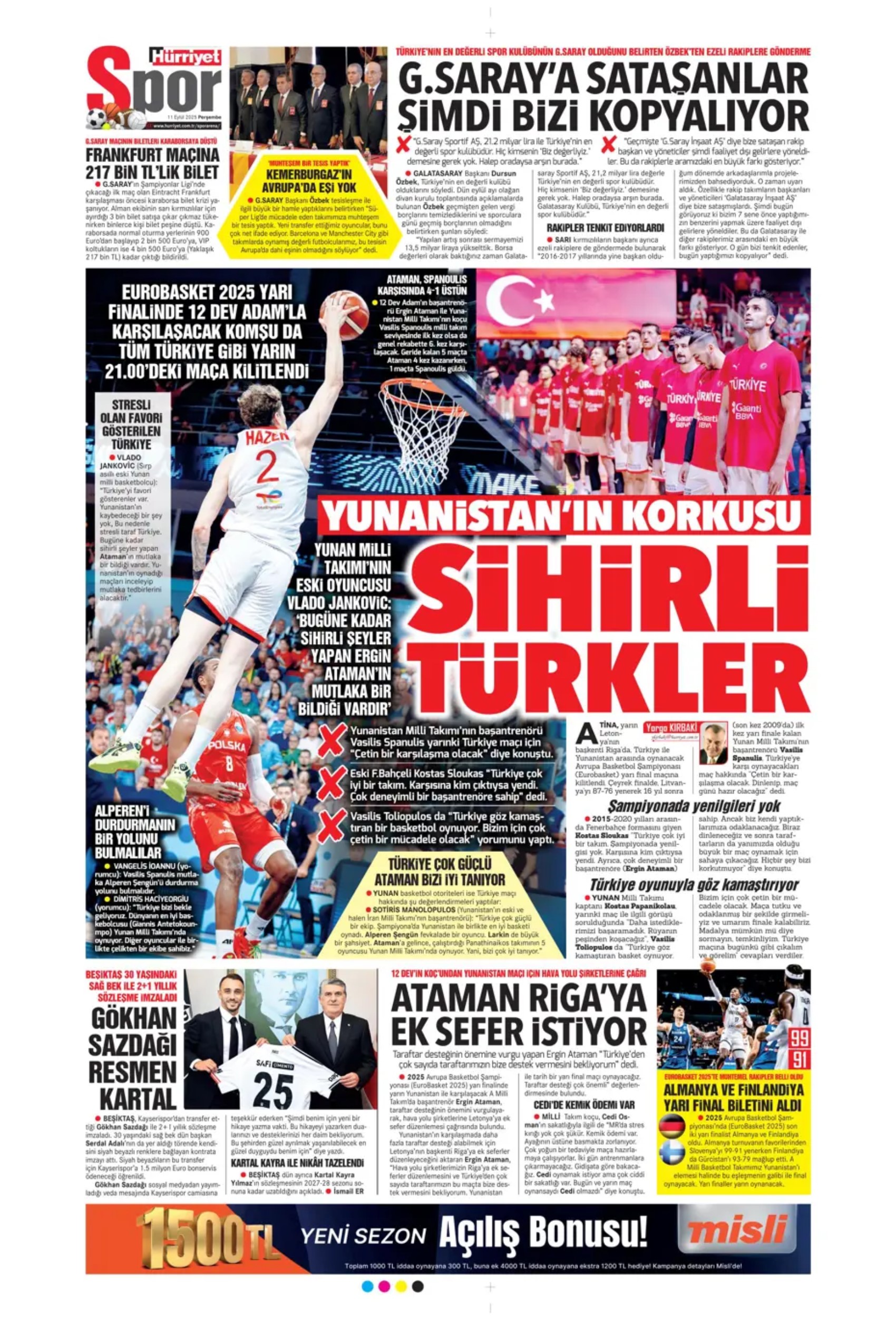 Sporda günün manşetleri... Üçlüden kaçış yok, Rota yeniden Werner'e döndü
