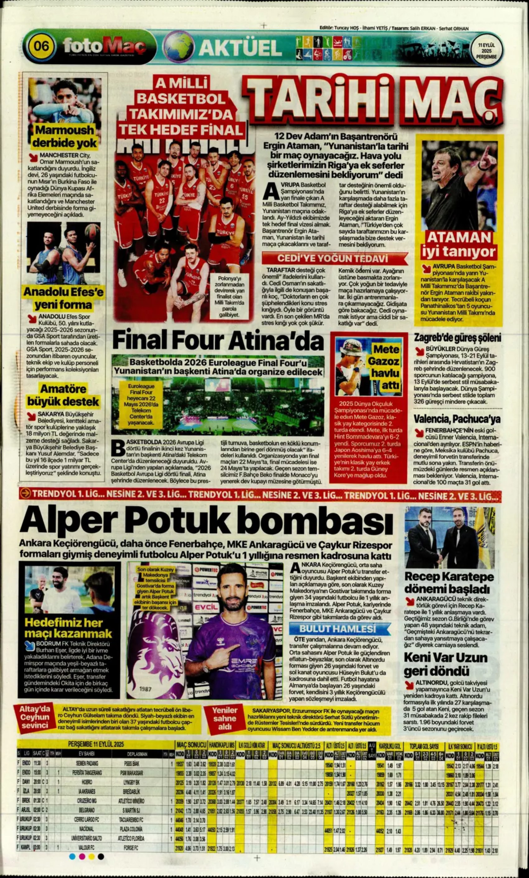 Sporda günün manşetleri... Üçlüden kaçış yok, Rota yeniden Werner'e döndü