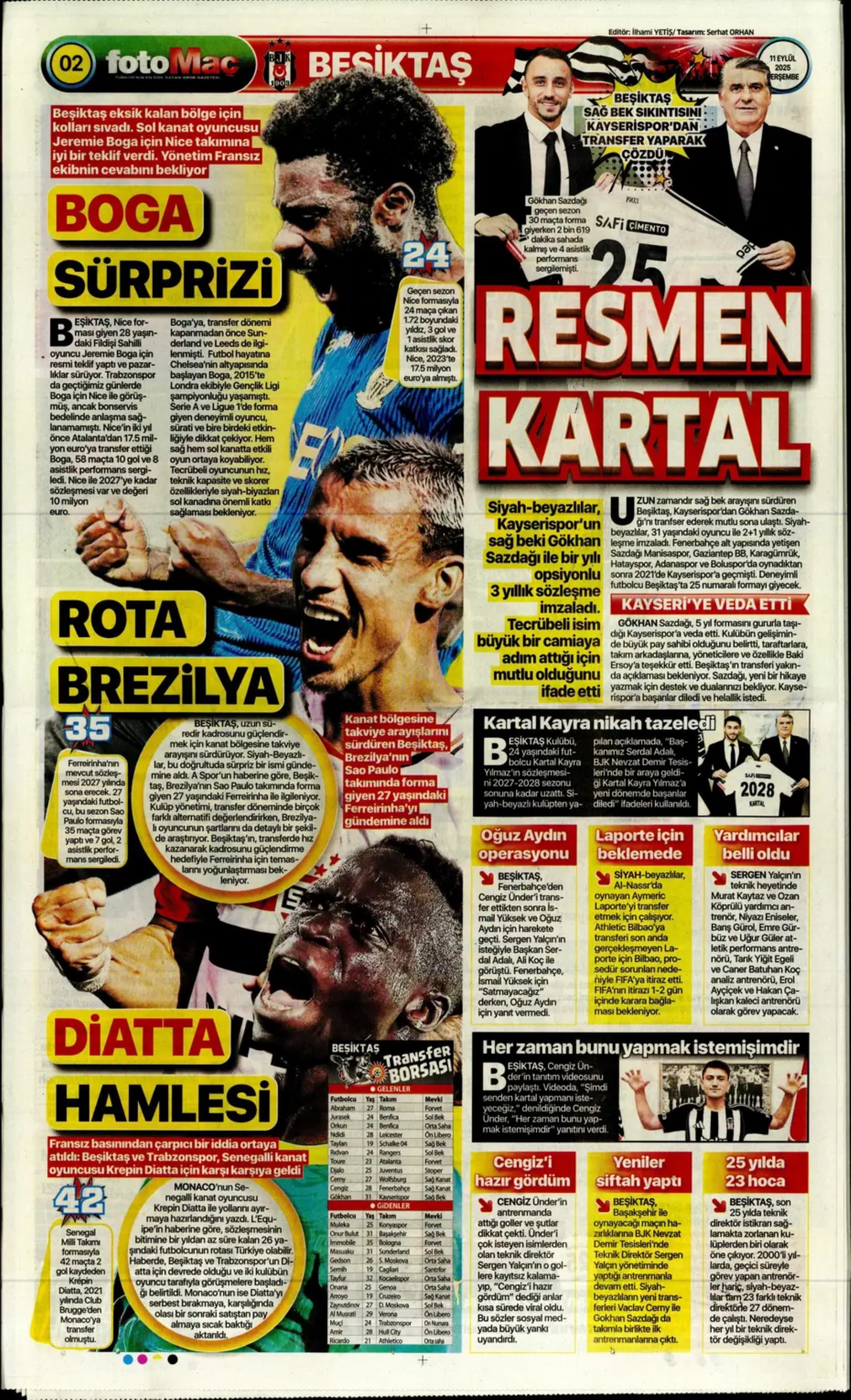 Sporda günün manşetleri... Üçlüden kaçış yok, Rota yeniden Werner'e döndü