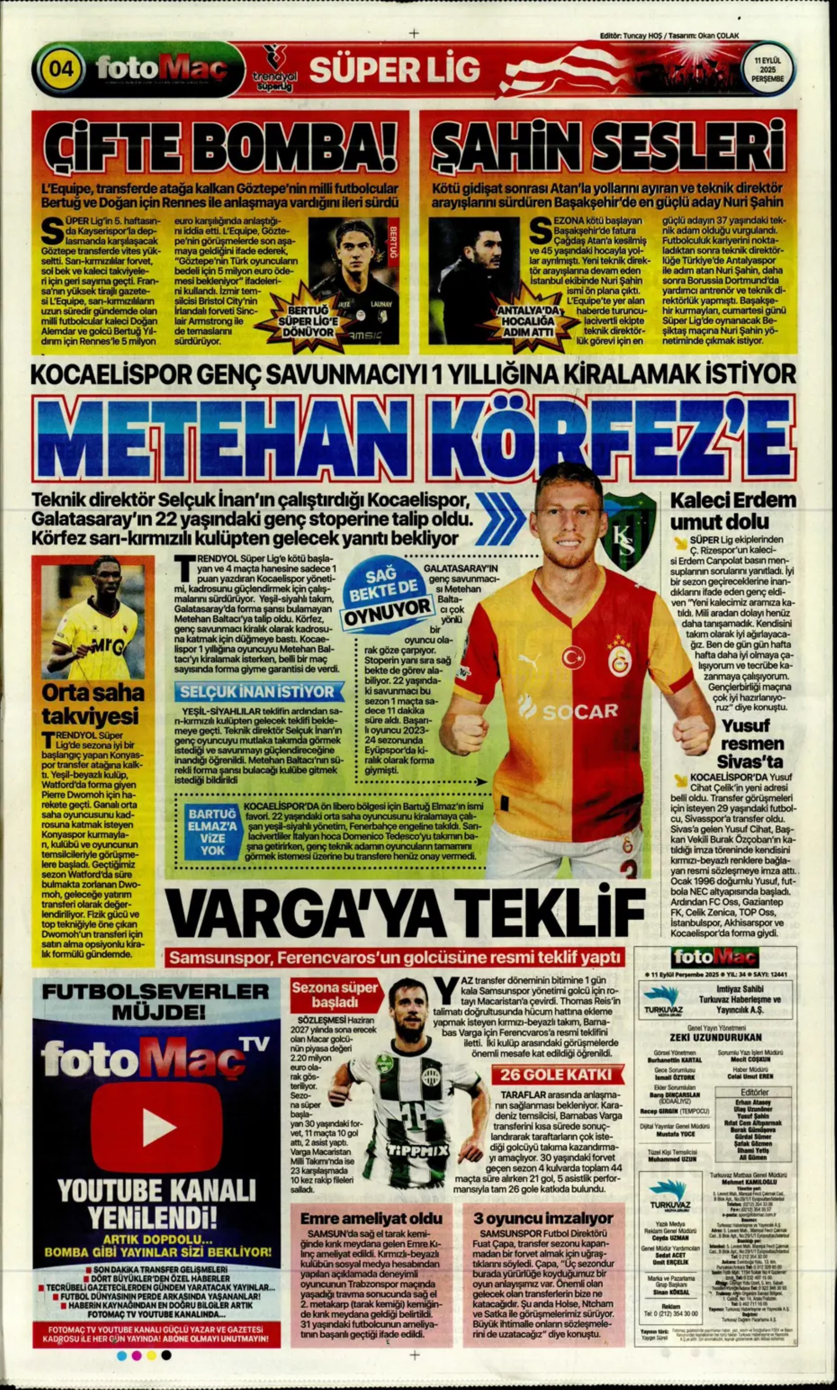 Sporda günün manşetleri... Üçlüden kaçış yok, Rota yeniden Werner'e döndü