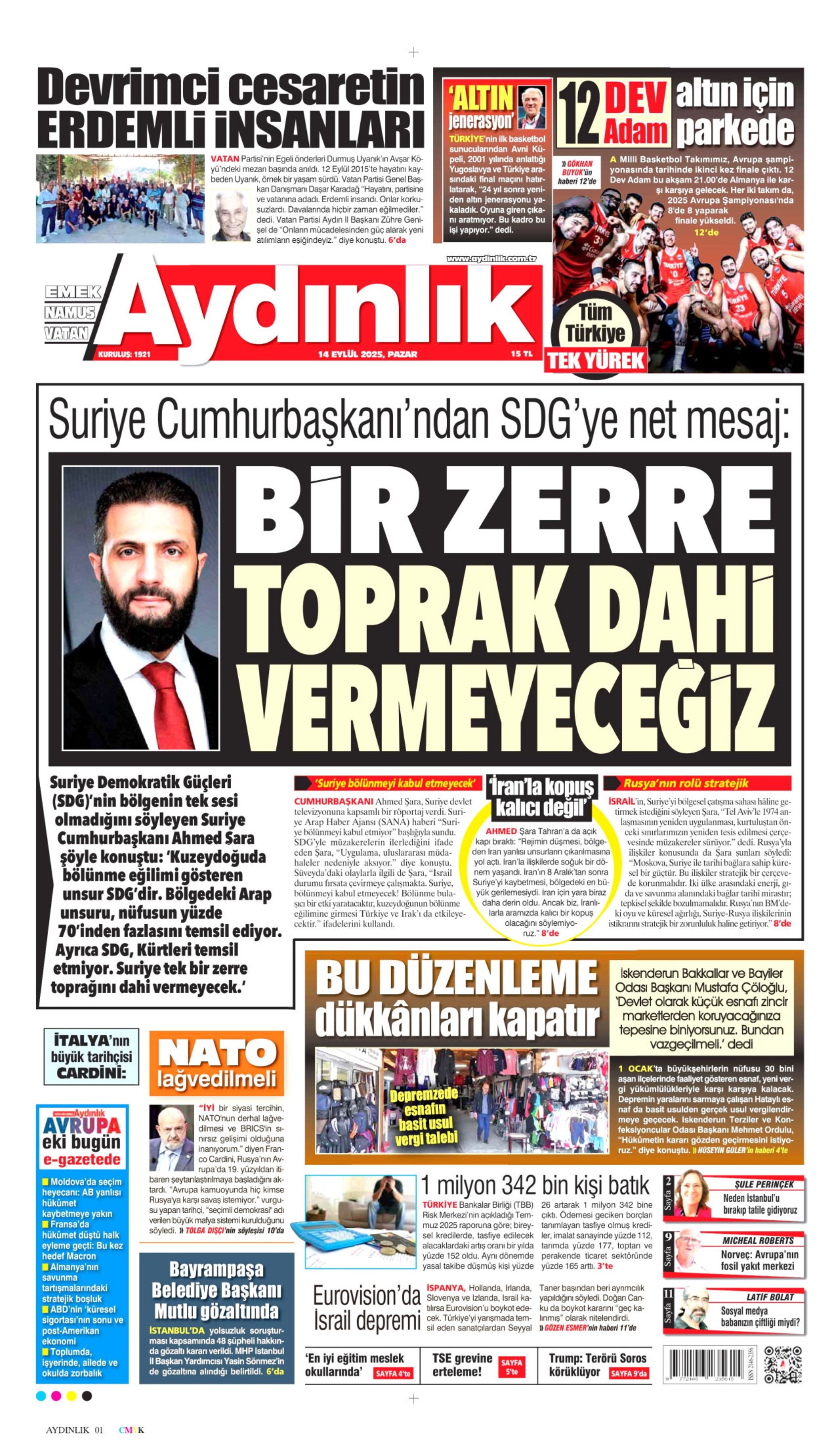 14 Eylül 2025 gazete manşetleri: Gazeteler, Bayrampaşa Belediyesi'ne operasyonu nasıl gördü?