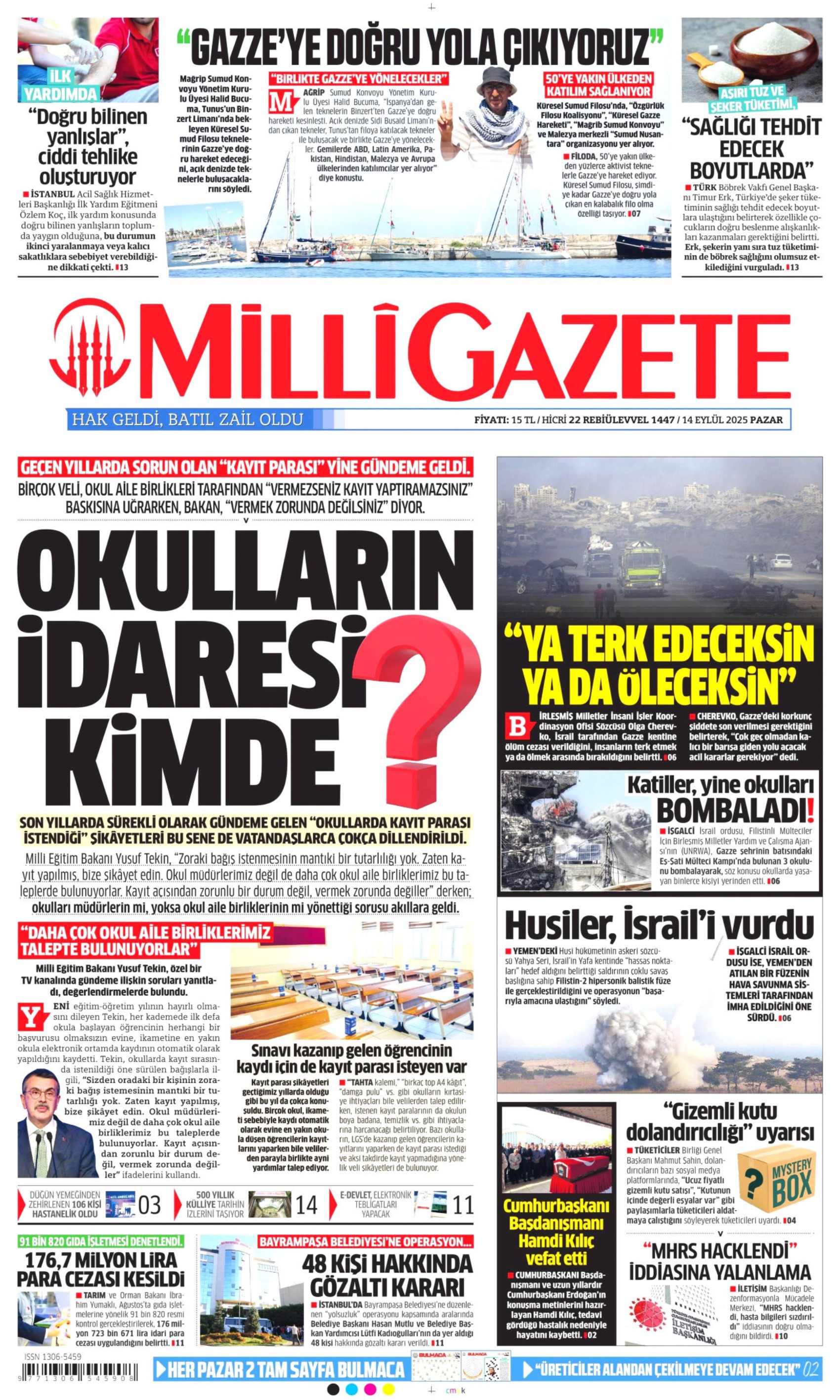 14 Eylül 2025 gazete manşetleri: Gazeteler, Bayrampaşa Belediyesi'ne operasyonu nasıl gördü?