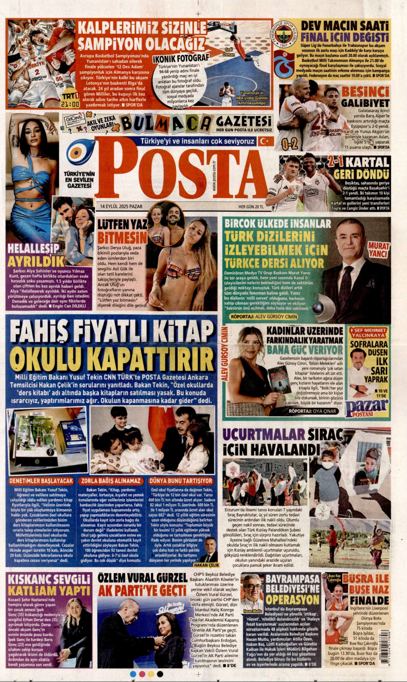 14 Eylül 2025 gazete manşetleri: Gazeteler, Bayrampaşa Belediyesi'ne operasyonu nasıl gördü?