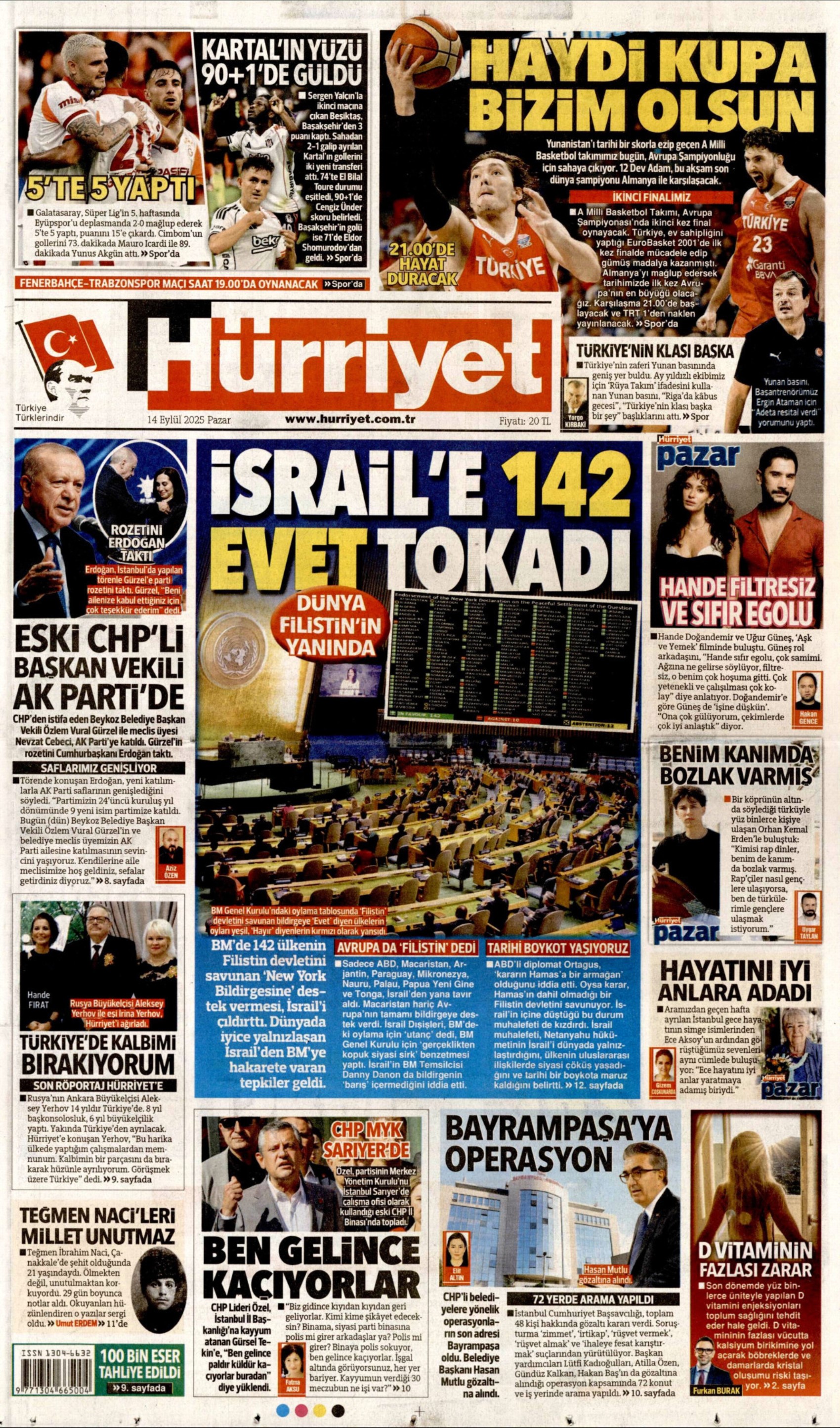 14 Eylül 2025 gazete manşetleri: Gazeteler, Bayrampaşa Belediyesi'ne operasyonu nasıl gördü?