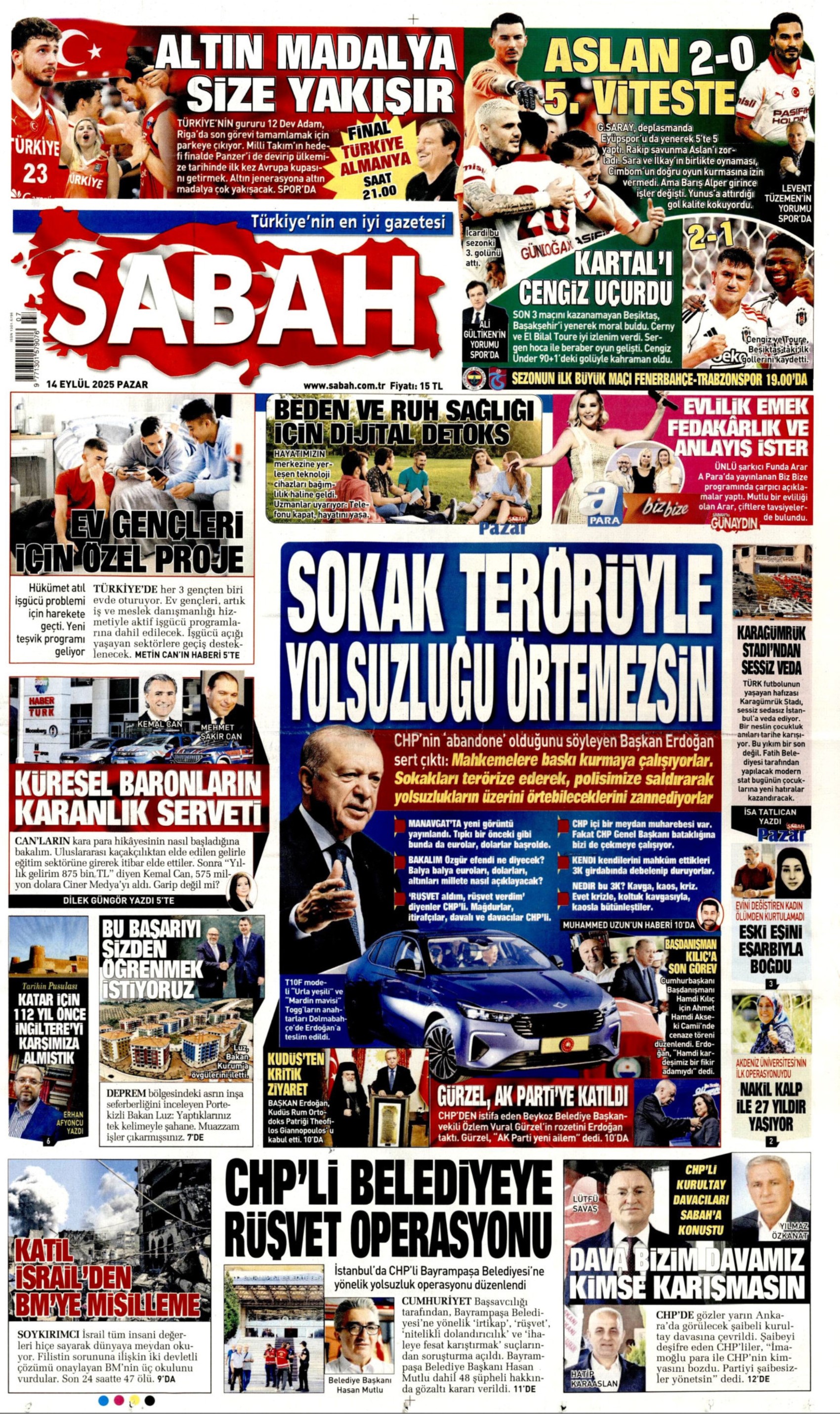 14 Eylül 2025 gazete manşetleri: Gazeteler, Bayrampaşa Belediyesi'ne operasyonu nasıl gördü?