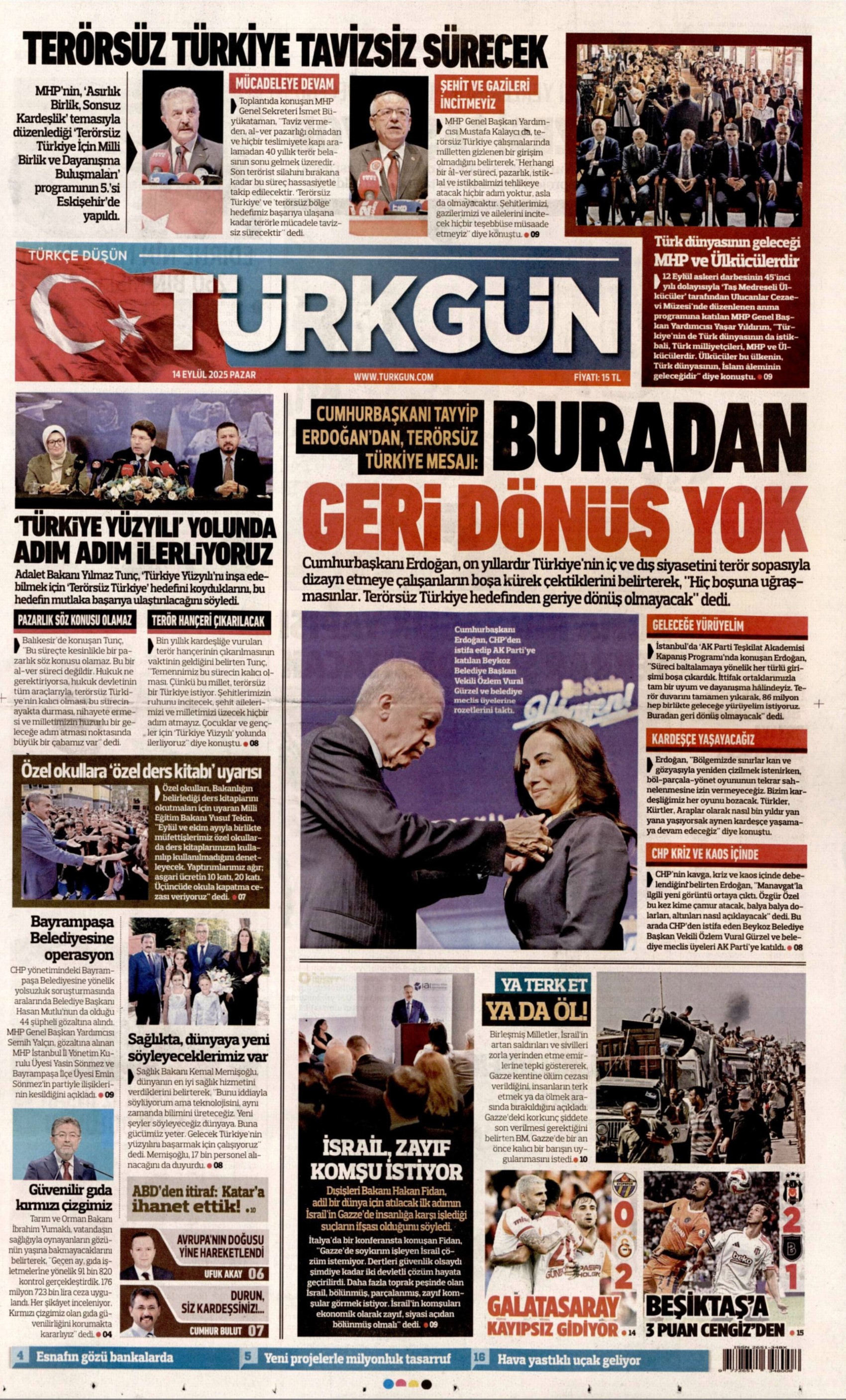 14 Eylül 2025 gazete manşetleri: Gazeteler, Bayrampaşa Belediyesi'ne operasyonu nasıl gördü?