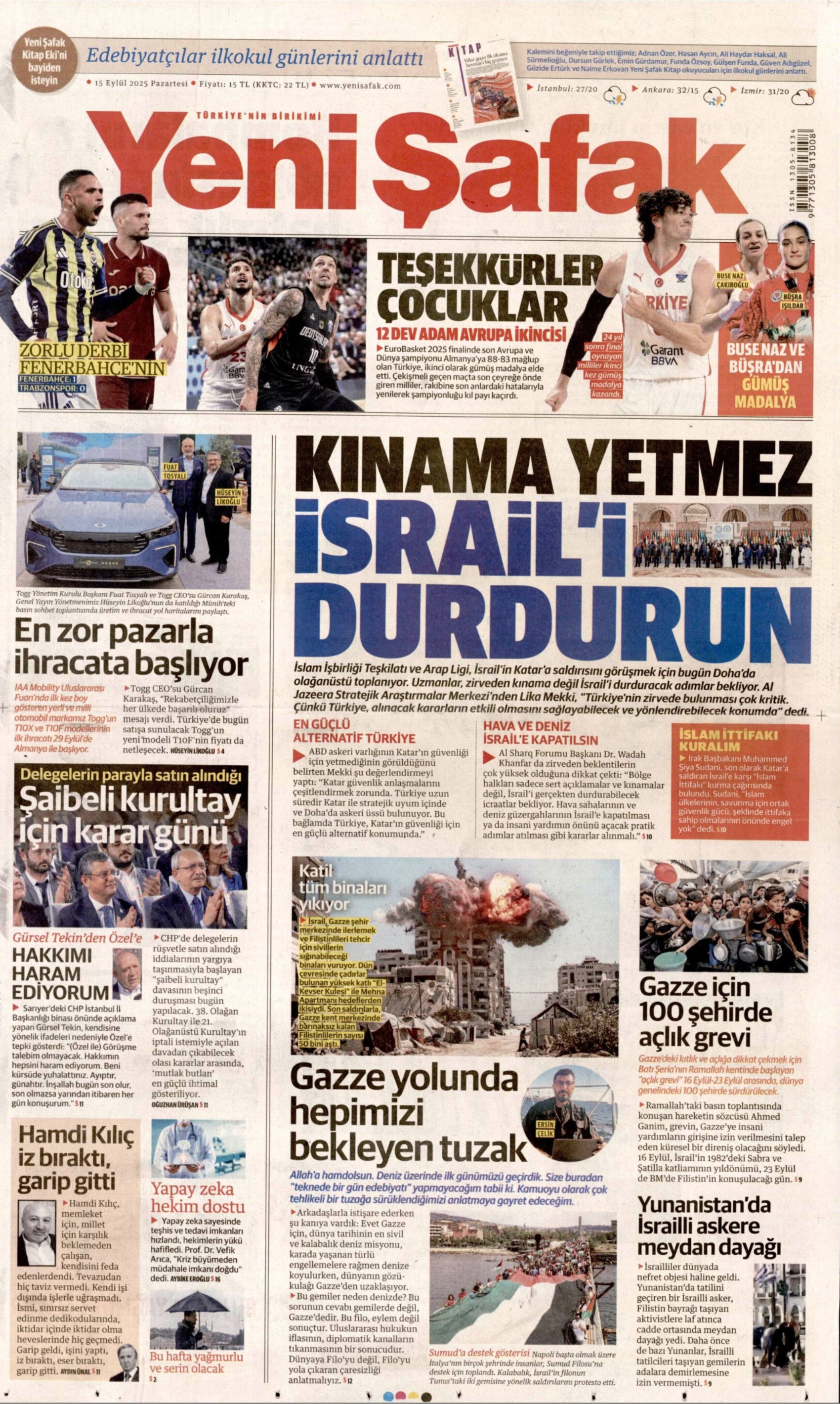 CHP'de kritik gün: Gazeteler kurultay davasını nasıl gördü? (15 Eylül 2025 gazete manşetleri)