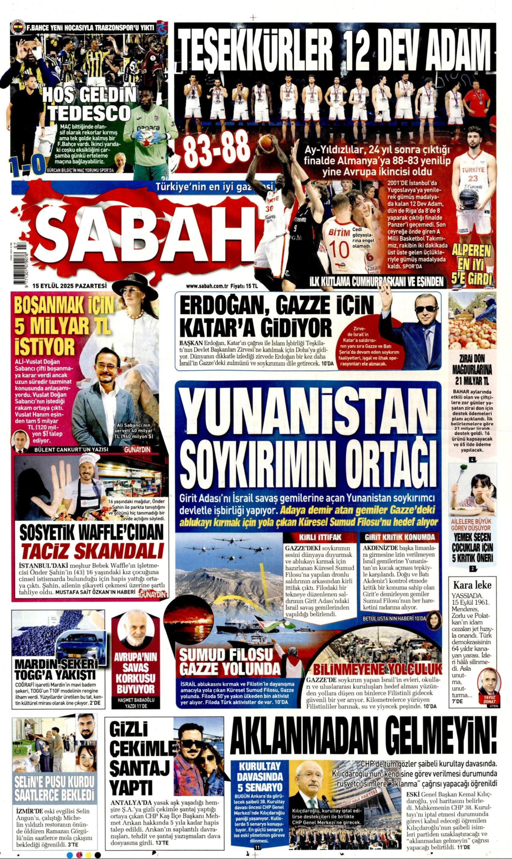 CHP'de kritik gün: Gazeteler kurultay davasını nasıl gördü? (15 Eylül 2025 gazete manşetleri)