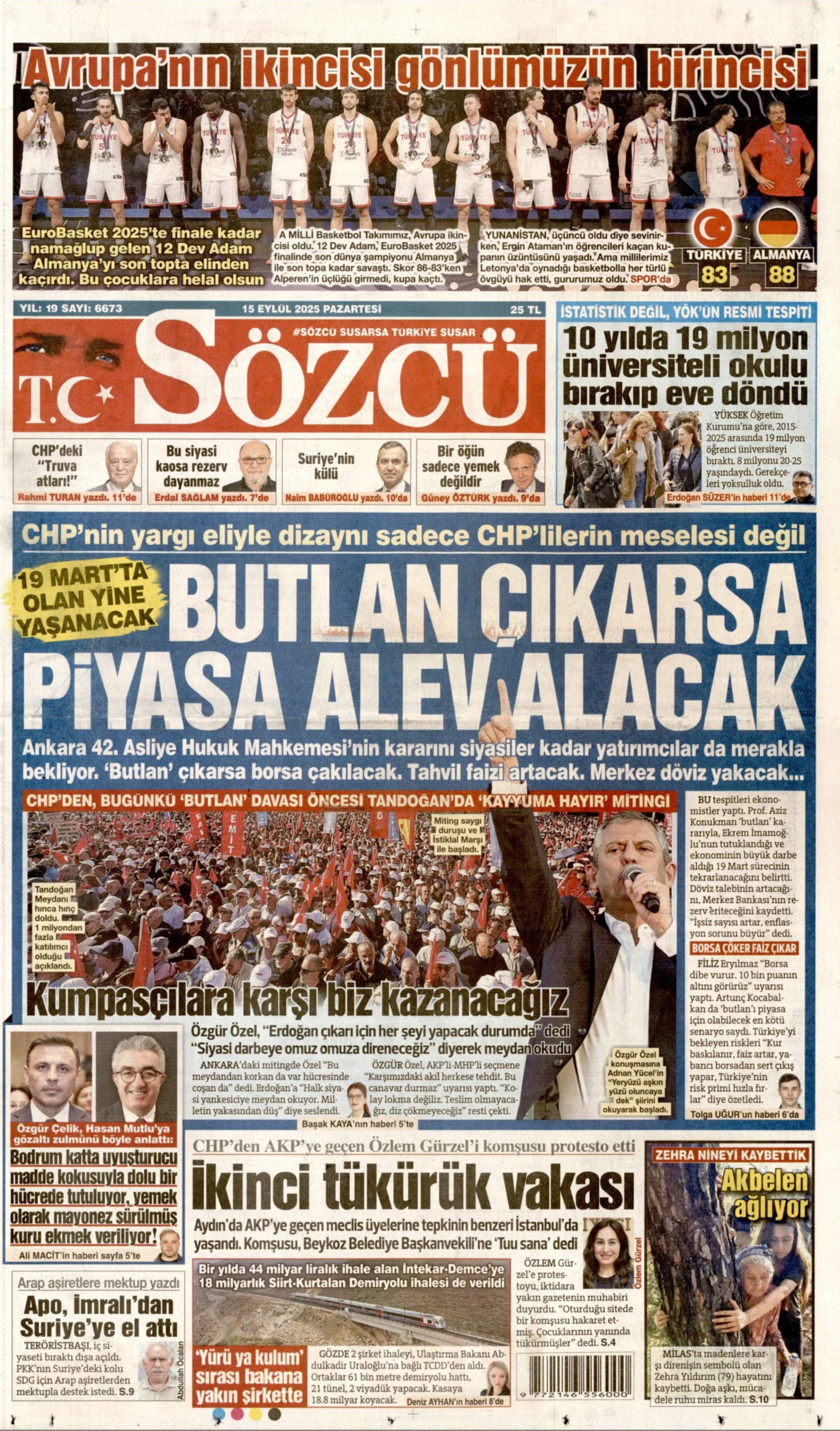 CHP'de kritik gün: Gazeteler kurultay davasını nasıl gördü? (15 Eylül 2025 gazete manşetleri)