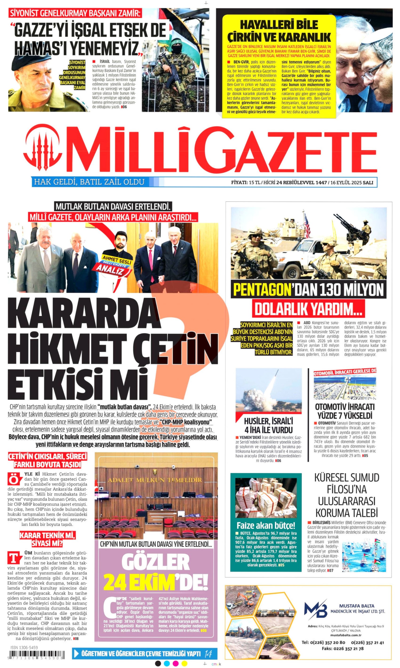 Gazeteler, CHP'nin kurultay davasındaki erteleme kararını nasıl gördü? (16 Eylül 2025 gazete manşetleri)