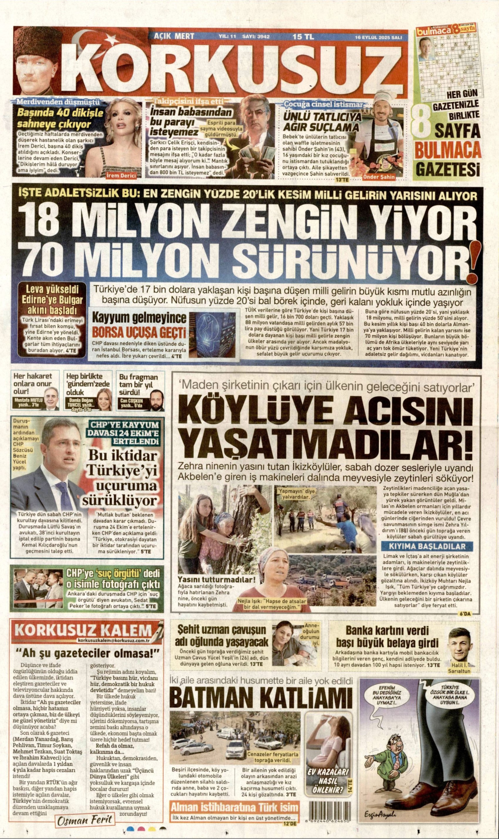 Gazeteler, CHP'nin kurultay davasındaki erteleme kararını nasıl gördü? (16 Eylül 2025 gazete manşetleri)