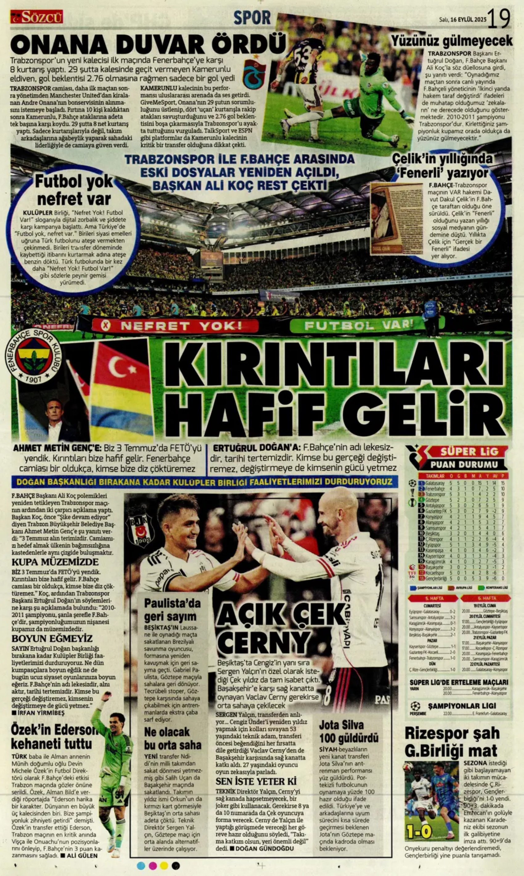 Sporda günün manşetleri: Ortalık toz duman!