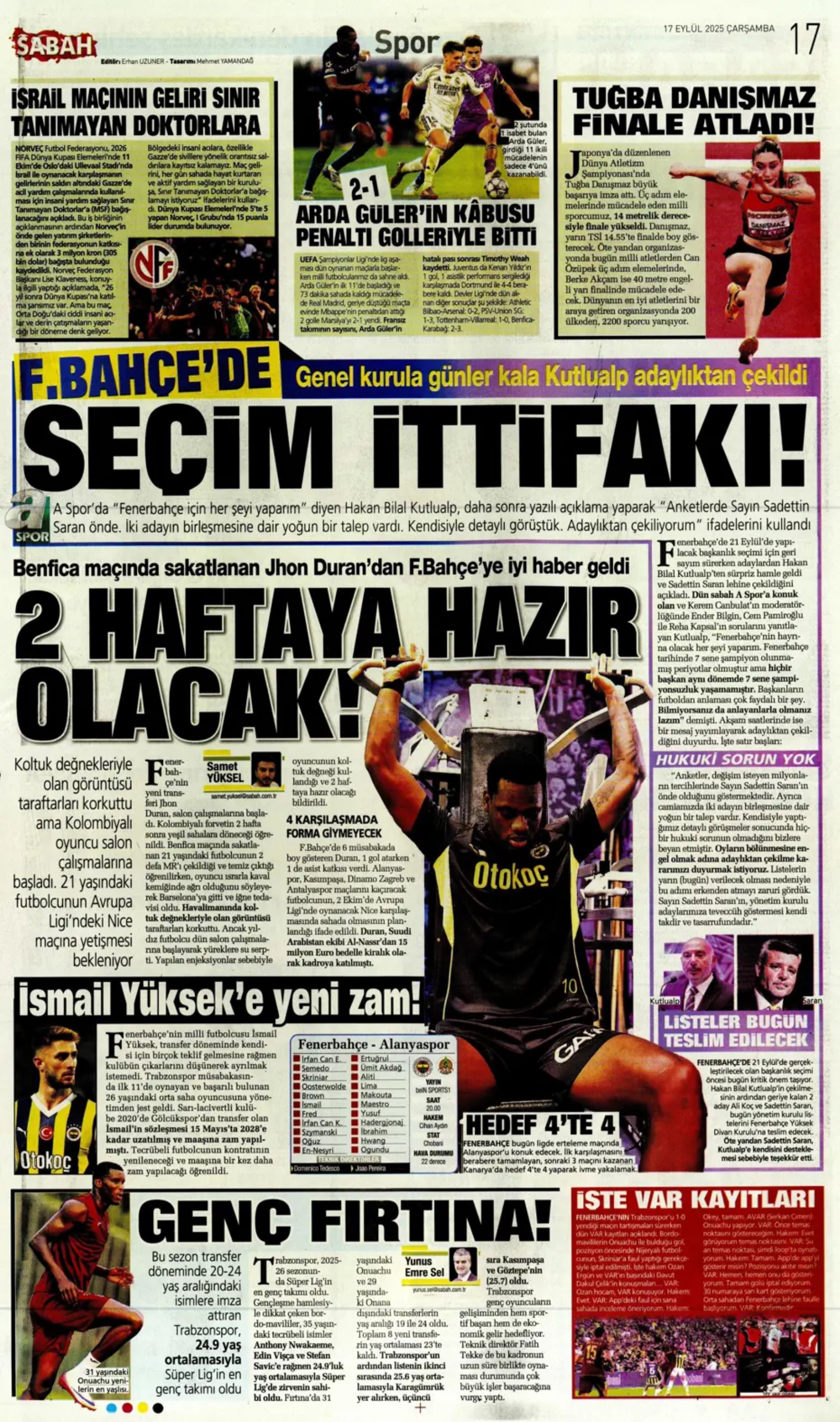 Sporda günün manşetleri... Fenerbahçe'de başkanlık seçimi heyecanı! Aday sayısı düştü