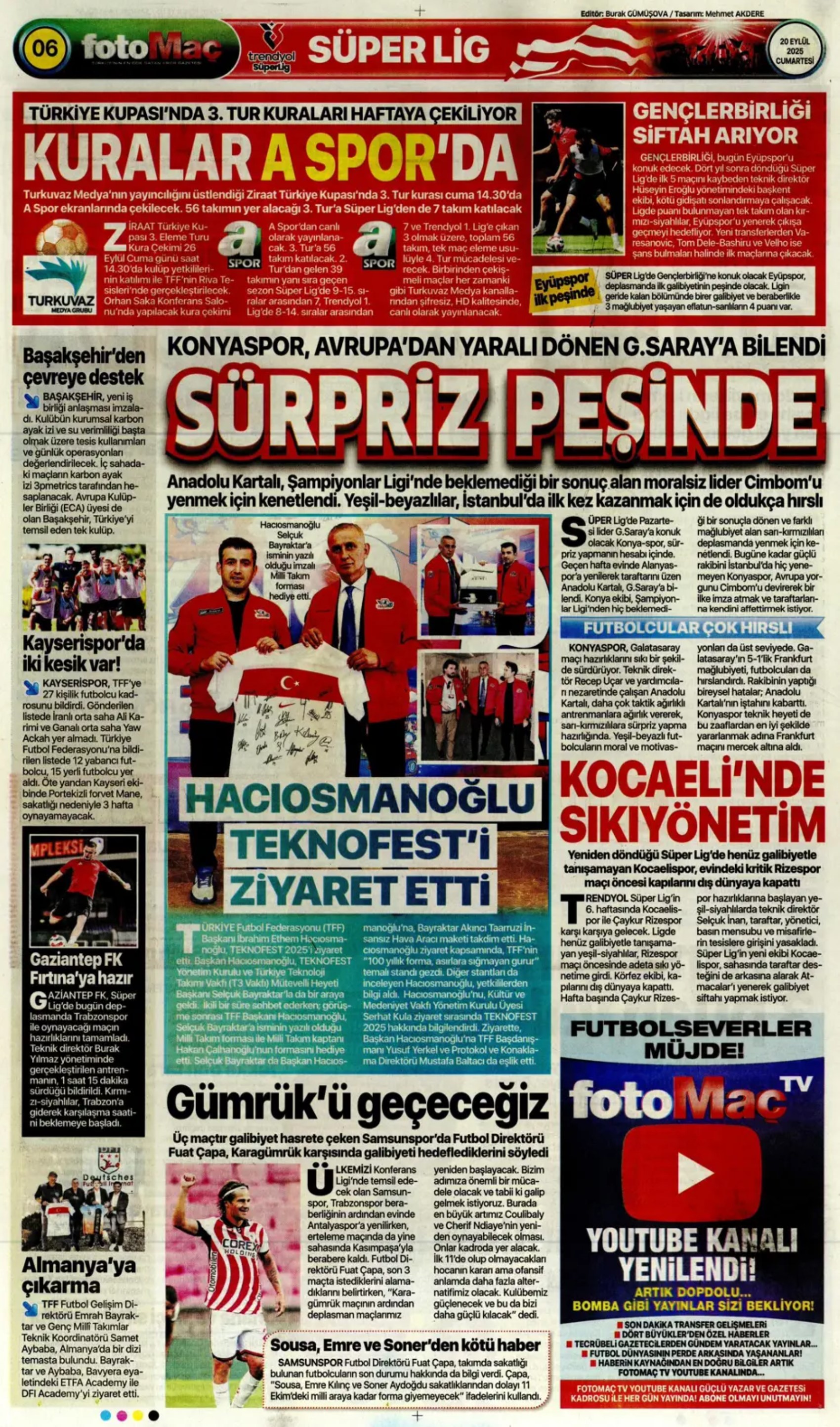 Sporda günün manşetleri: 'Avrupa'da hep Buruk'