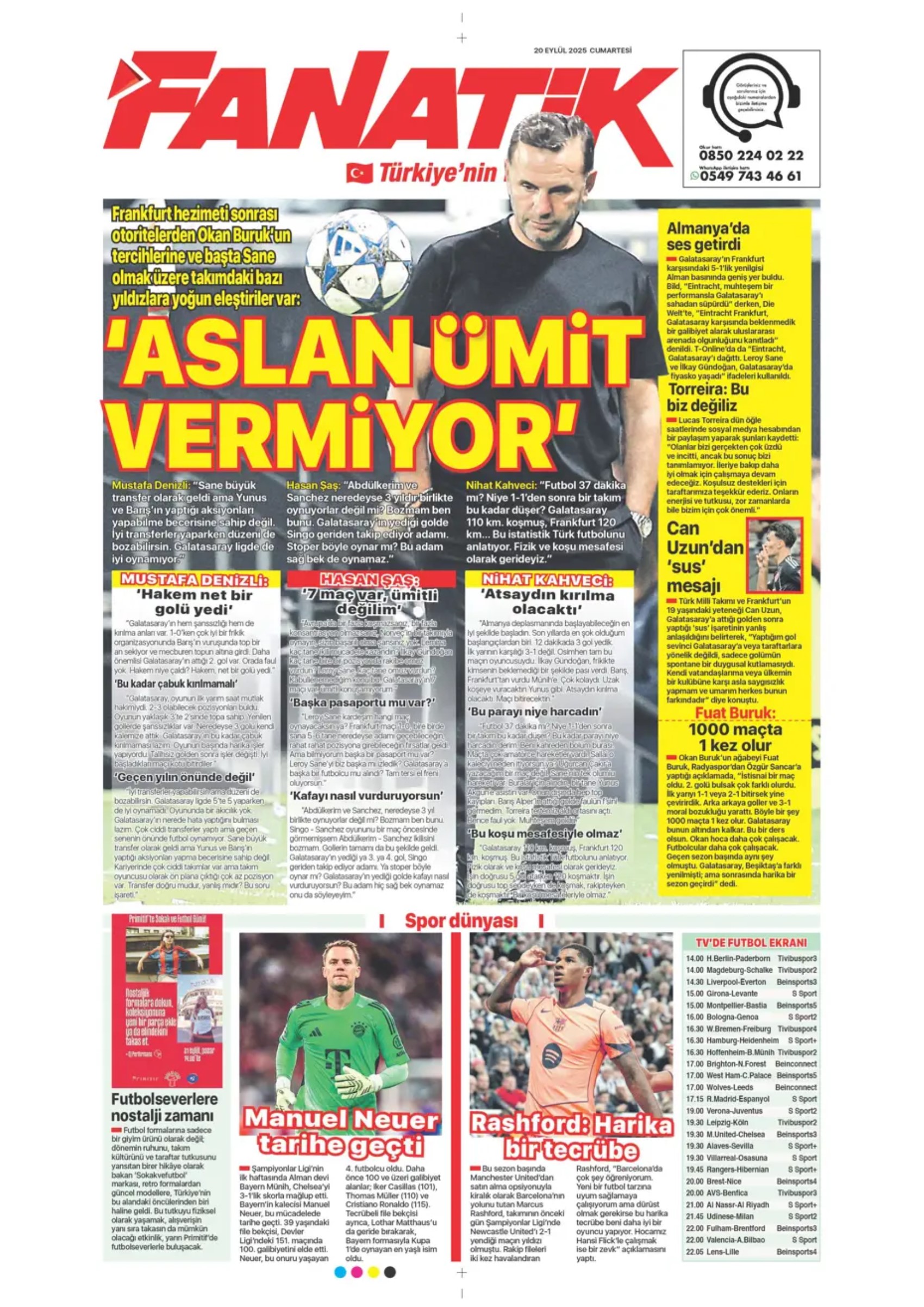 Sporda günün manşetleri: 'Avrupa'da hep Buruk'
