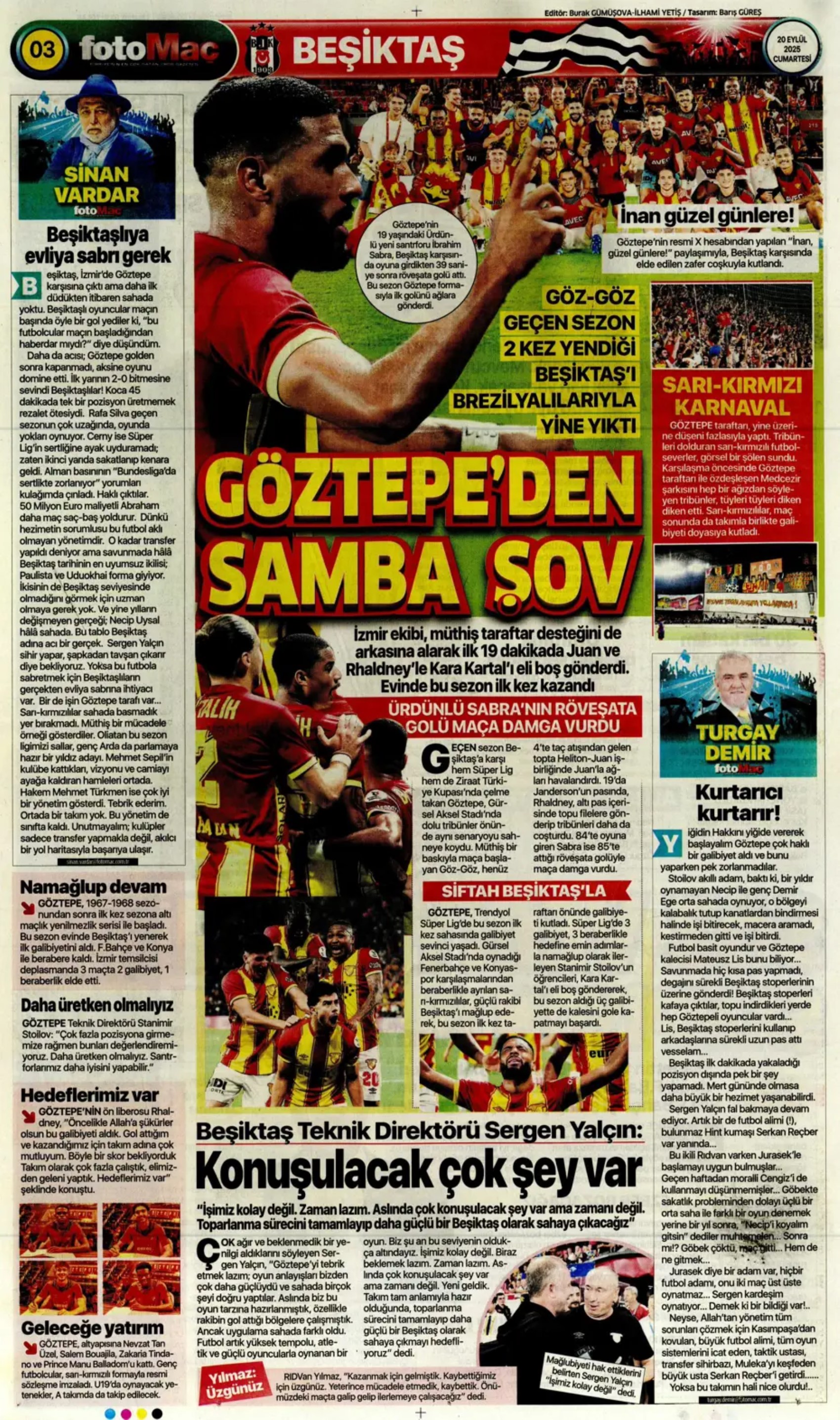 Sporda günün manşetleri: 'Avrupa'da hep Buruk'