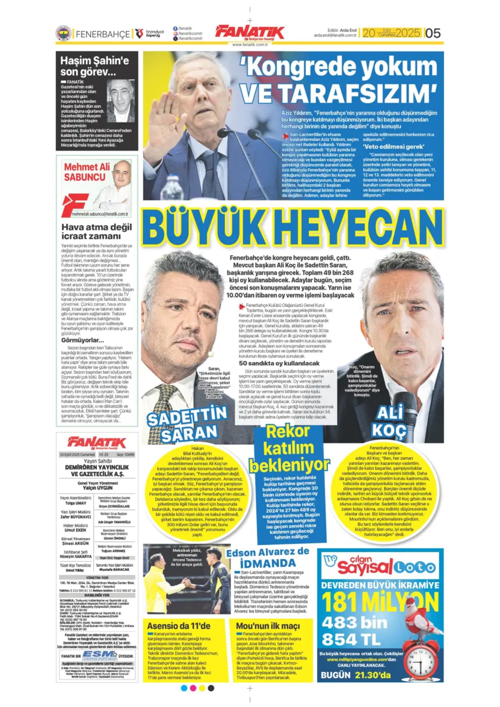 Sporda günün manşetleri: 'Avrupa'da hep Buruk'