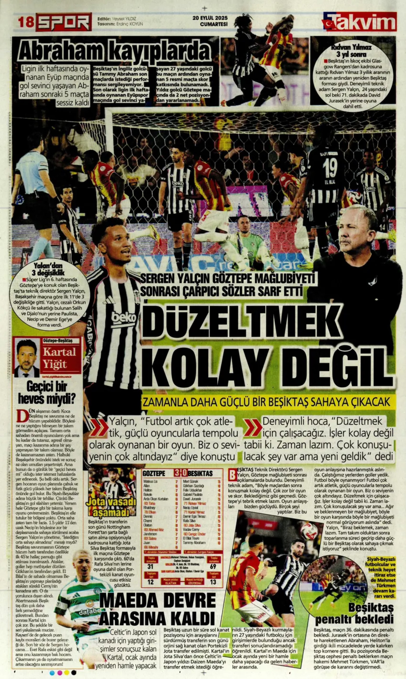 Sporda günün manşetleri: 'Avrupa'da hep Buruk'
