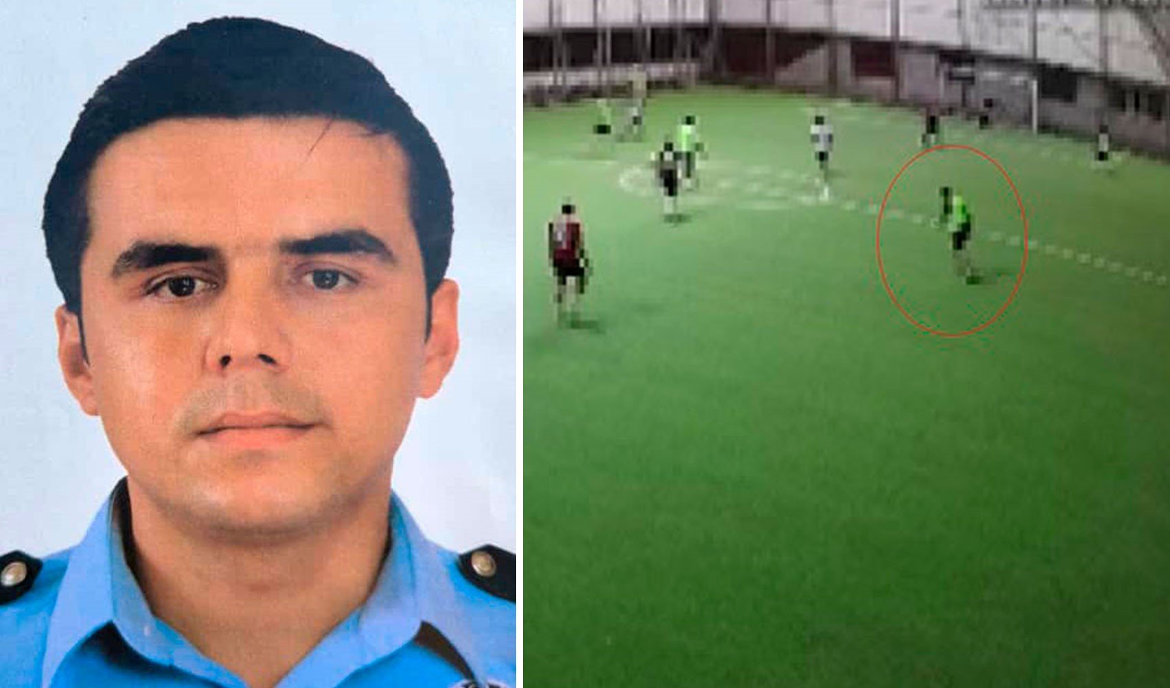 Halı sahada kalp krizi geçiren polis memurunun o anları kamerada