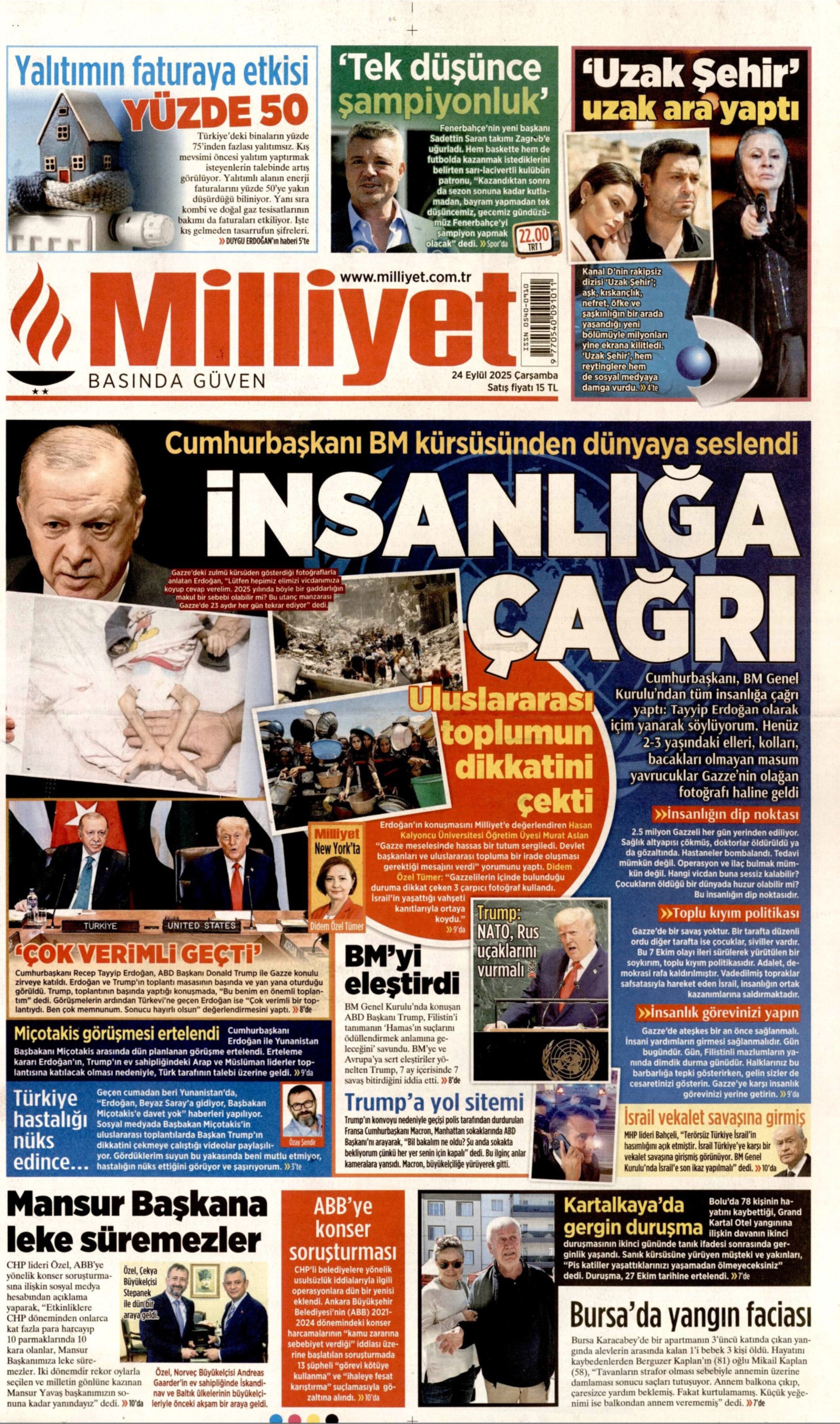24 Eylül 2025 gazete manşetleri: Gazeteler, ABB'ye yönelik konser operasyonunu nasıl gördü?