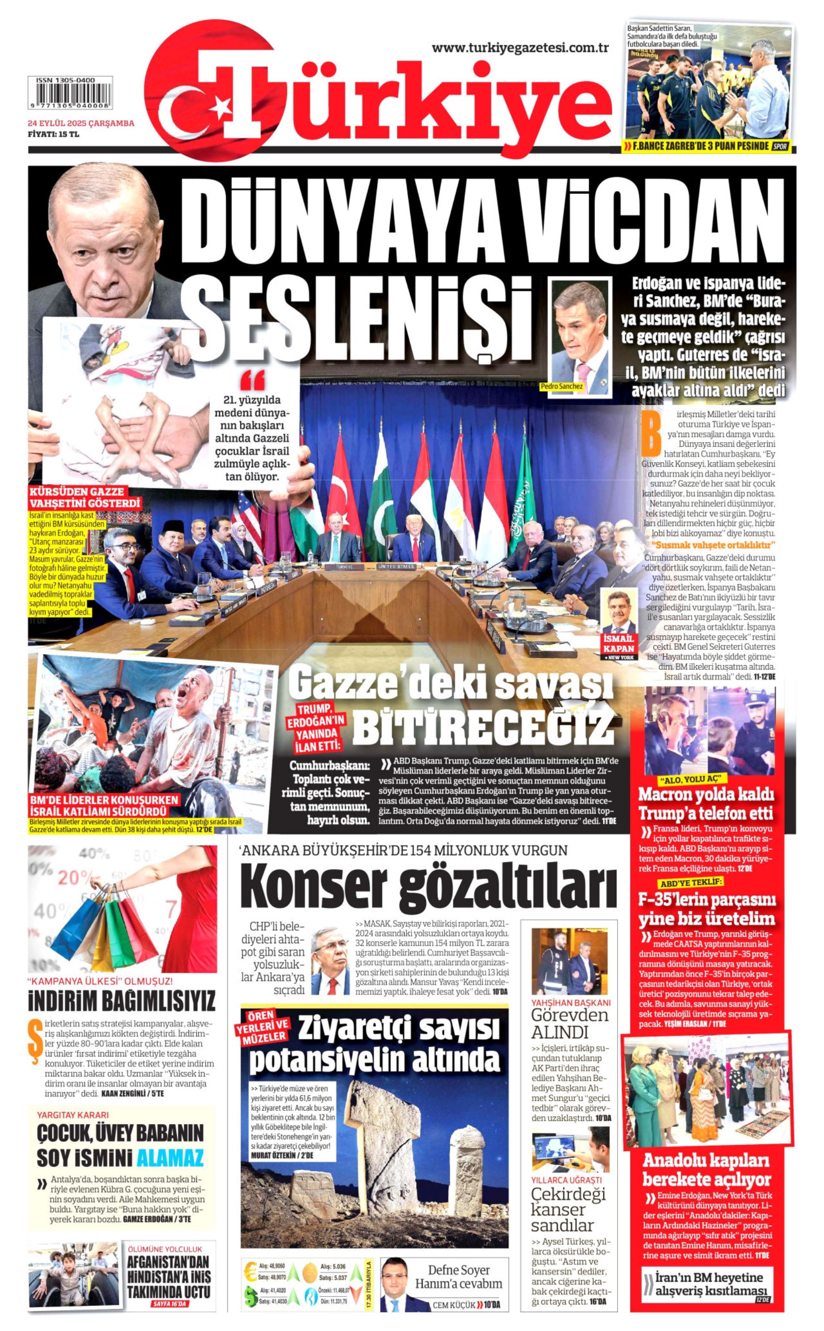 24 Eylül 2025 gazete manşetleri: Gazeteler, ABB'ye yönelik konser operasyonunu nasıl gördü?