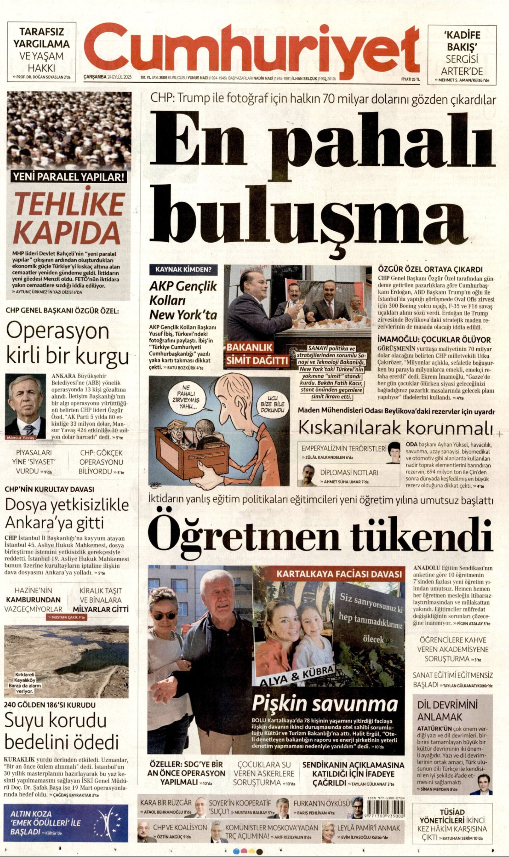 24 Eylül 2025 gazete manşetleri: Gazeteler, ABB'ye yönelik konser operasyonunu nasıl gördü?