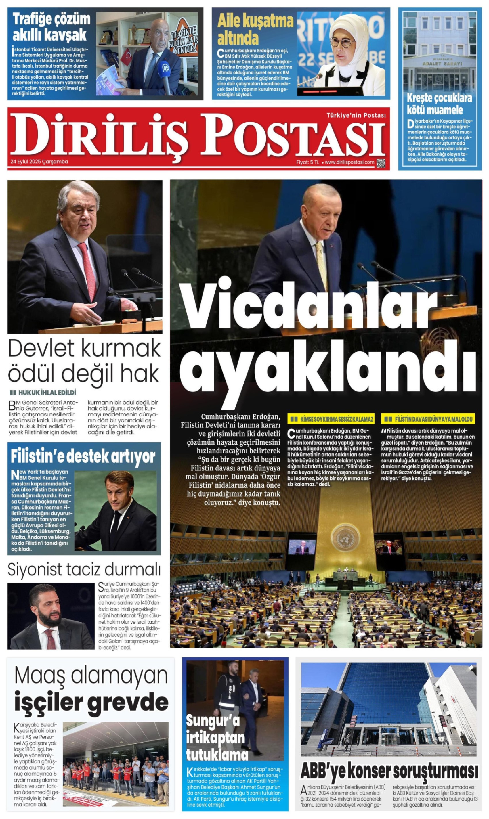 24 Eylül 2025 gazete manşetleri: Gazeteler, ABB'ye yönelik konser operasyonunu nasıl gördü?
