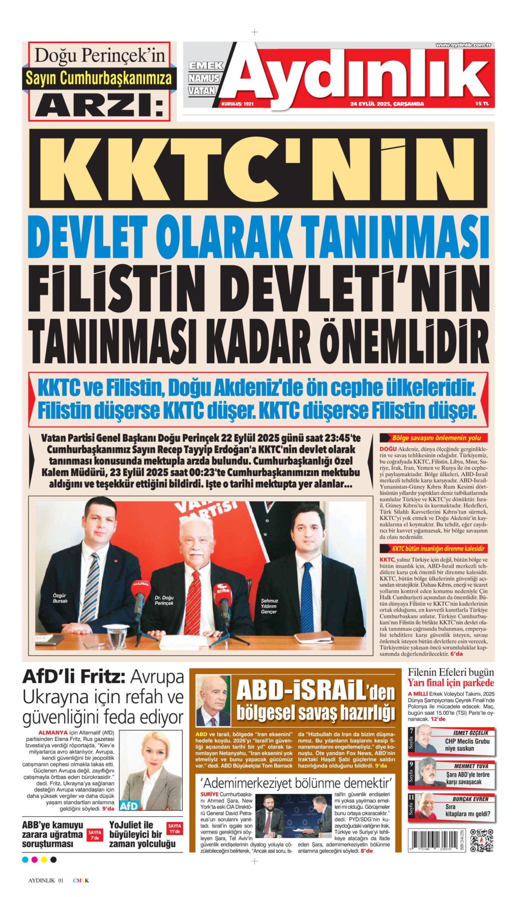 24 Eylül 2025 gazete manşetleri: Gazeteler, ABB'ye yönelik konser operasyonunu nasıl gördü?