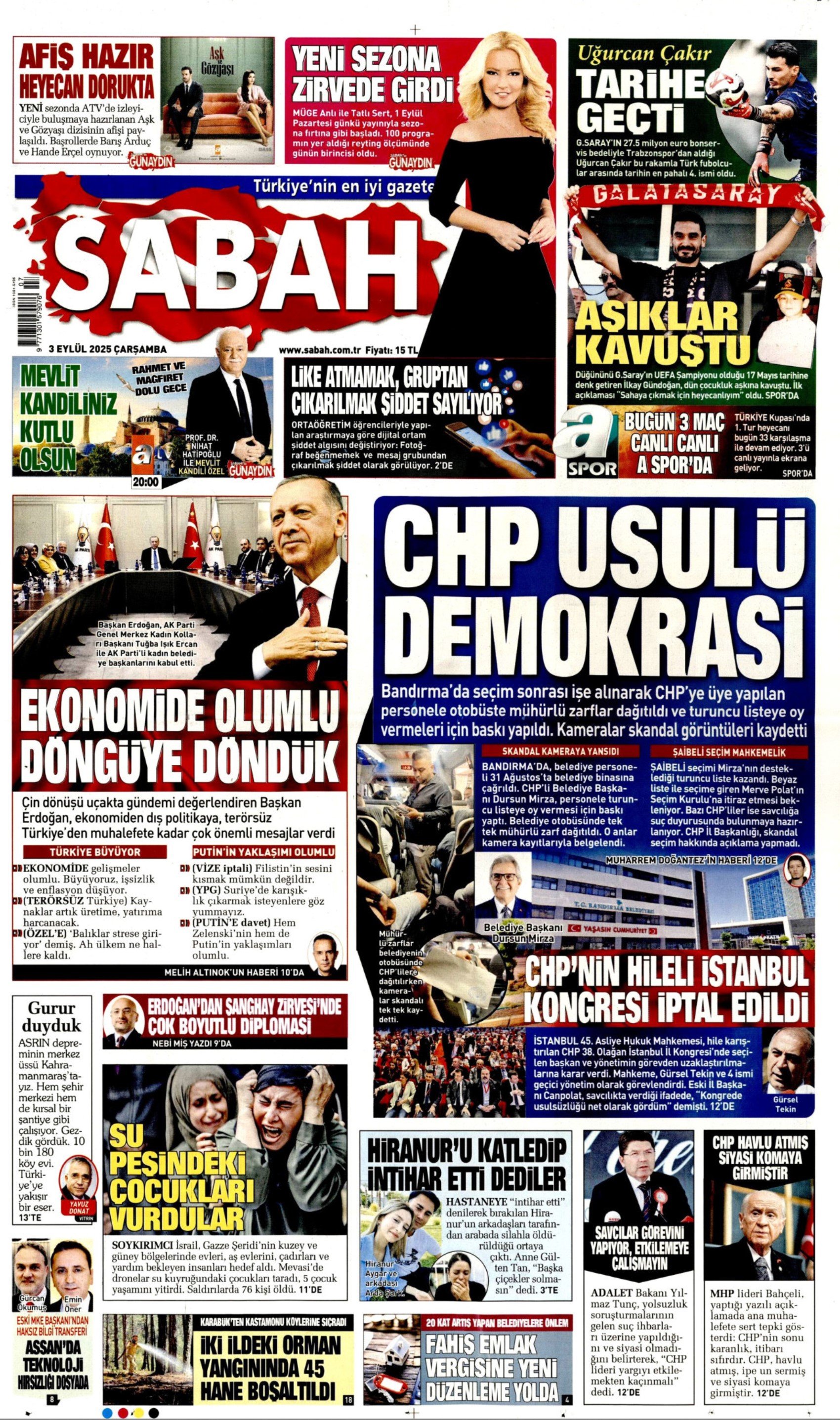 3 Eylül 2025 gazete manşetleri: Gazeteler, CHP İstanbul'a kayyum atanmasını nasıl gördü?