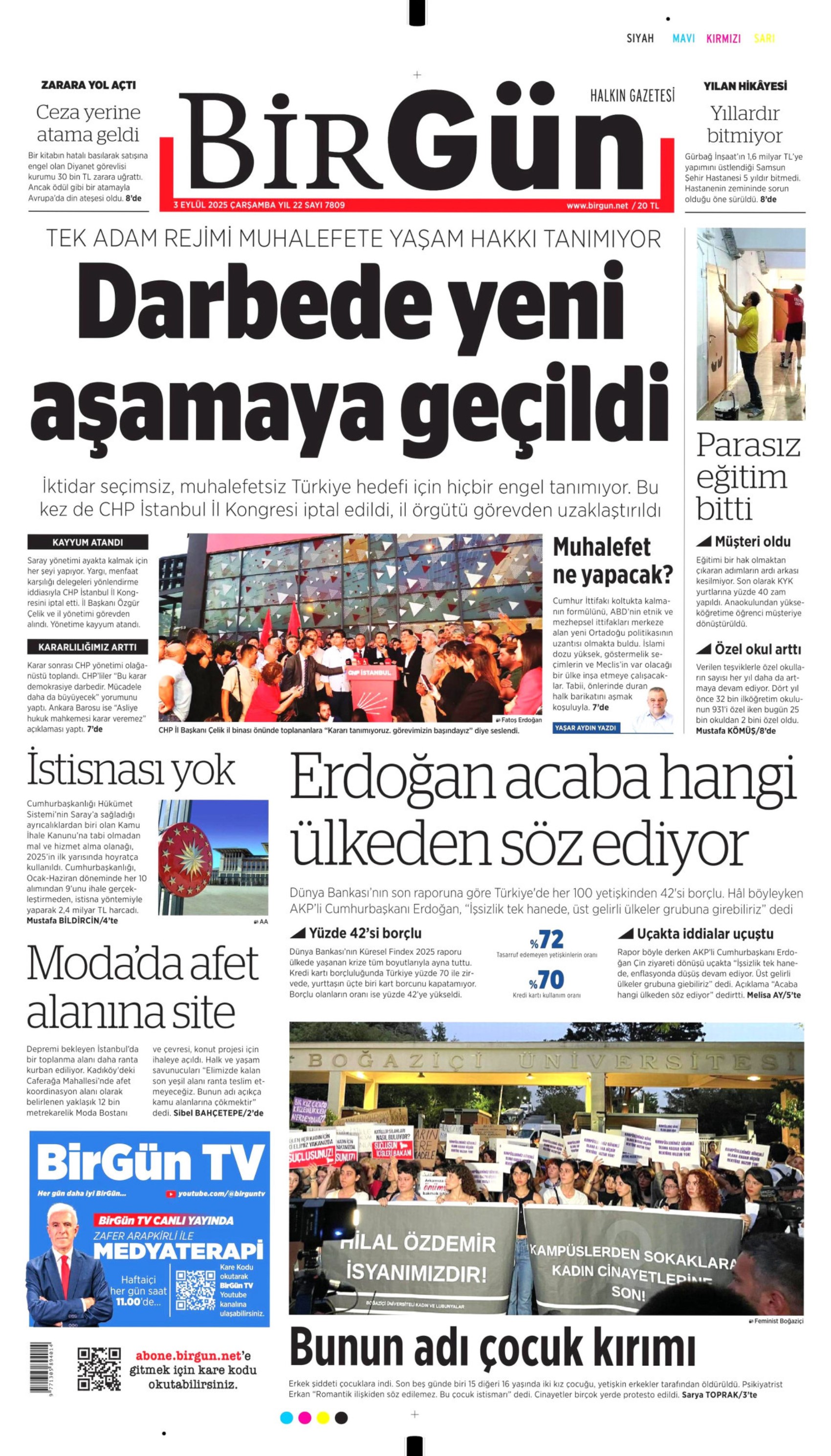 3 Eylül 2025 gazete manşetleri: Gazeteler, CHP İstanbul'a kayyum atanmasını nasıl gördü?