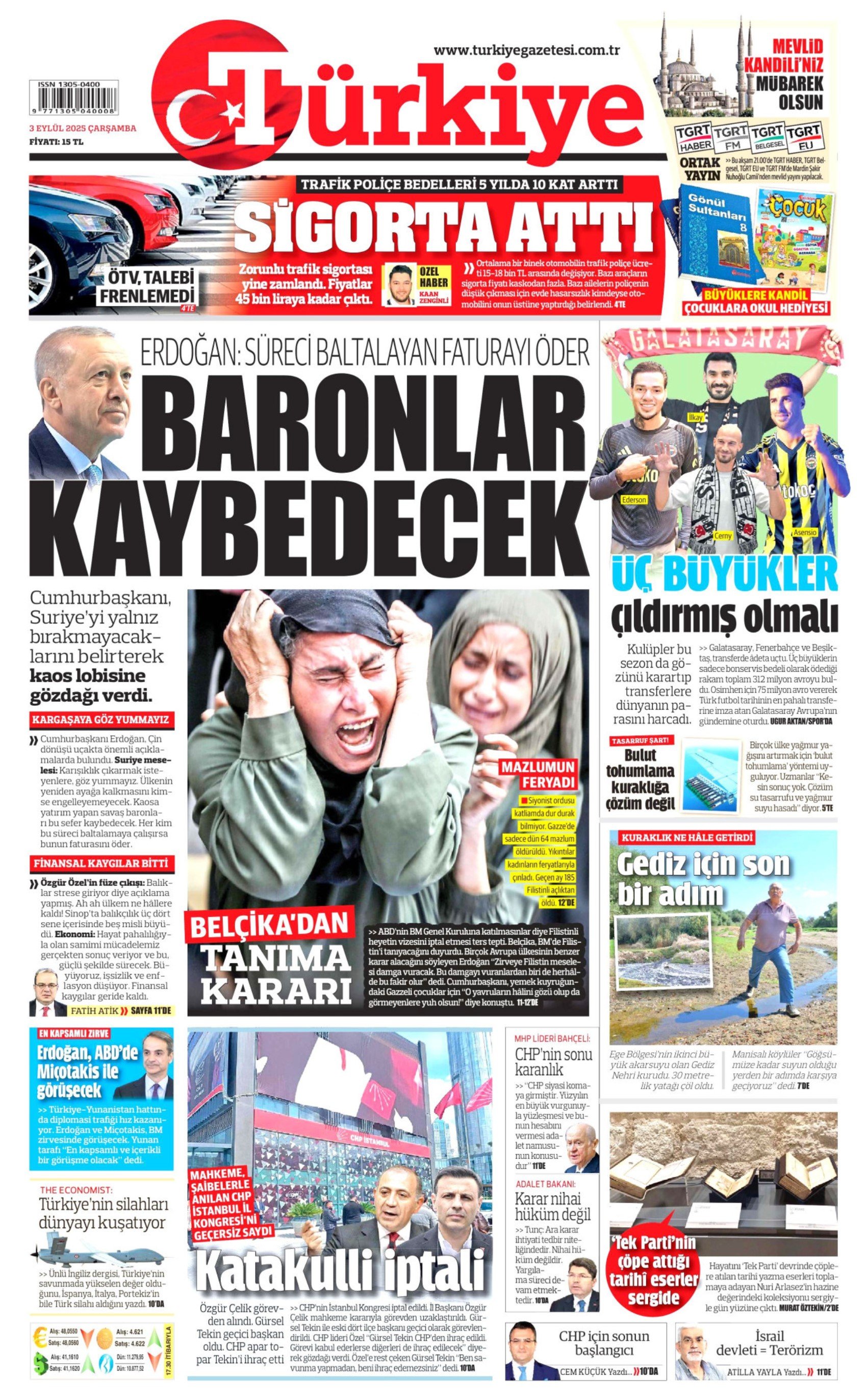 3 Eylül 2025 gazete manşetleri: Gazeteler, CHP İstanbul'a kayyum atanmasını nasıl gördü?