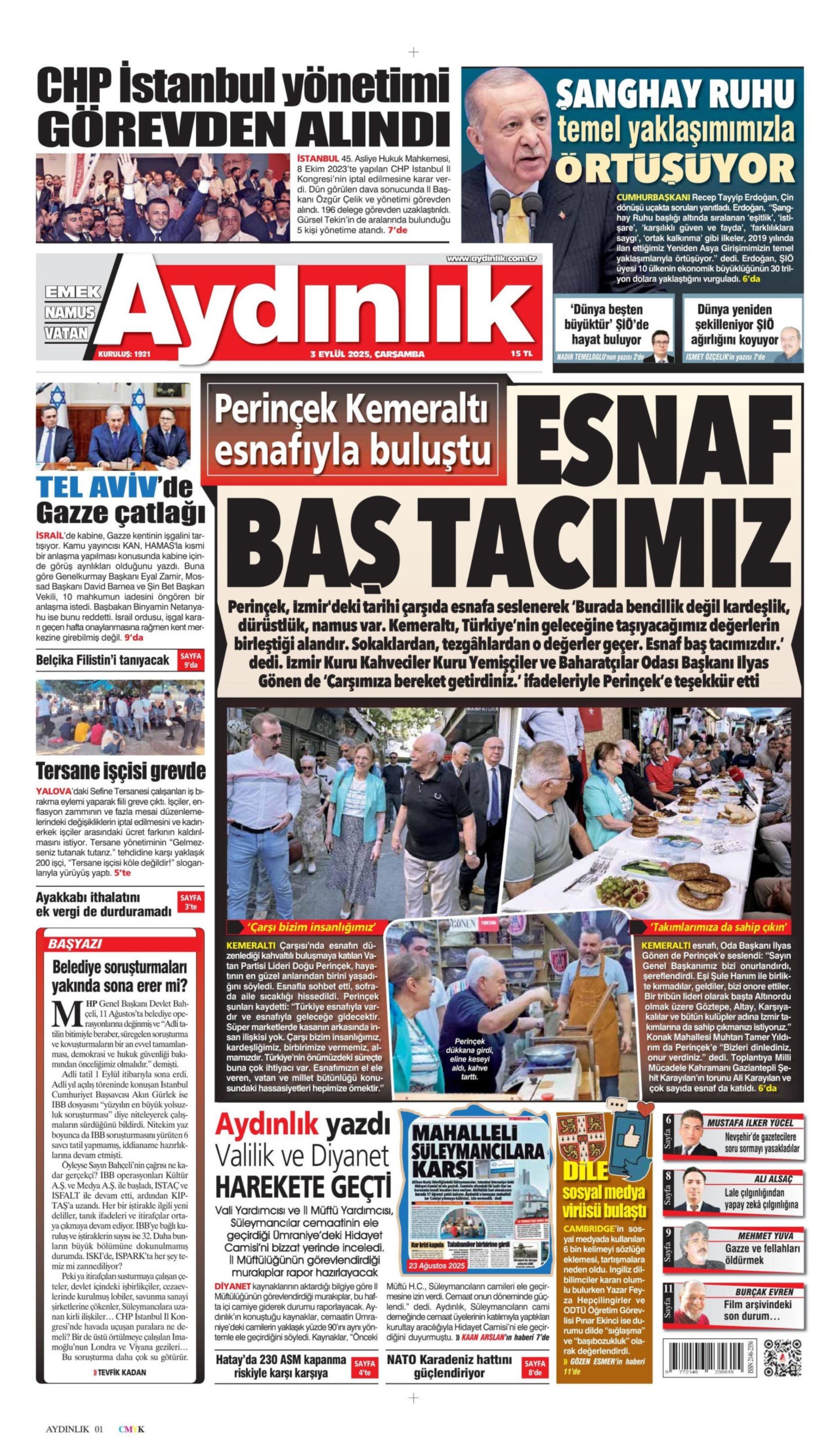 3 Eylül 2025 gazete manşetleri: Gazeteler, CHP İstanbul'a kayyum atanmasını nasıl gördü?