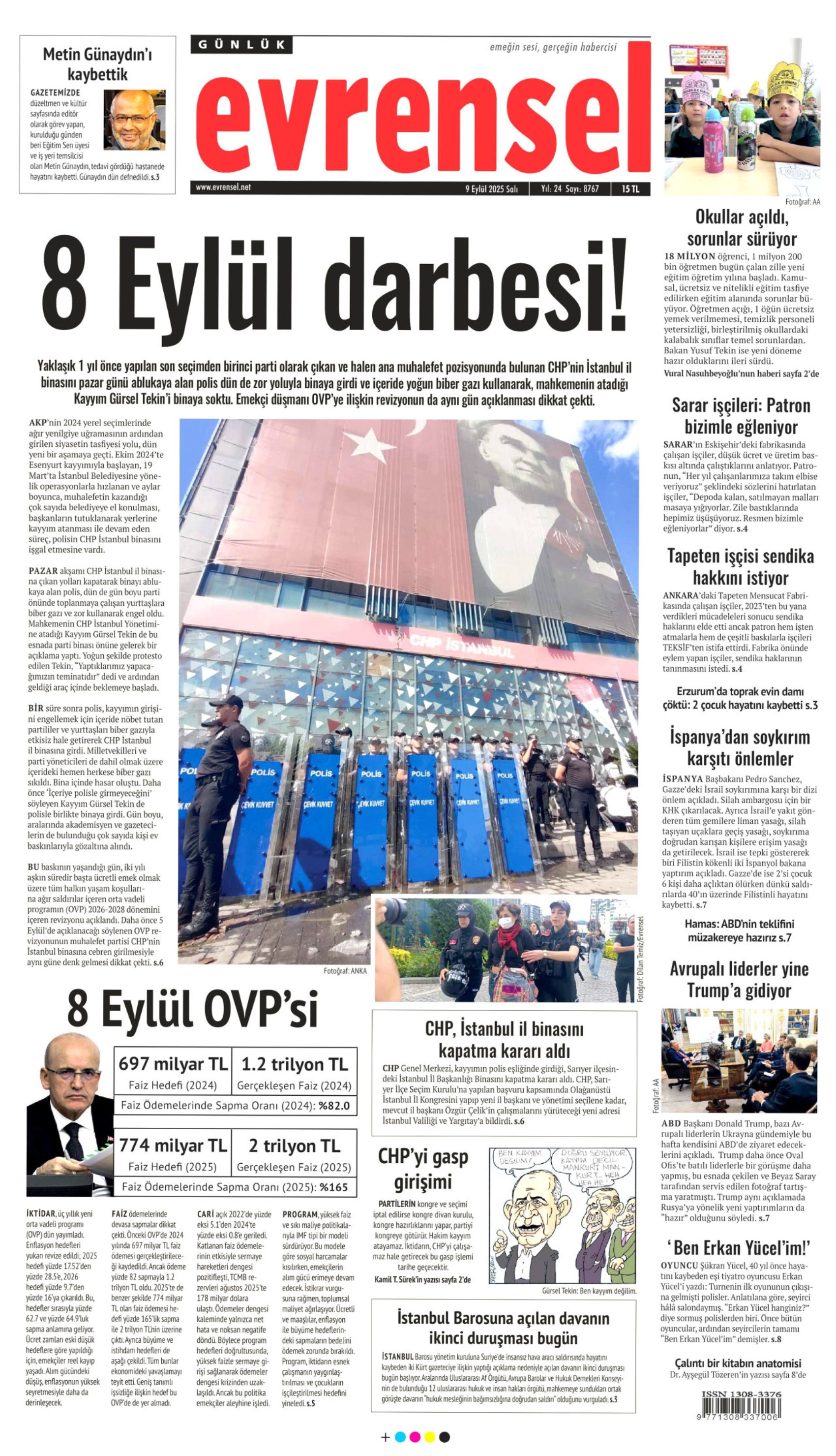 Gazeteler Gürsel Tekin'in polisle CHP binasına girişini nasıl gördü?