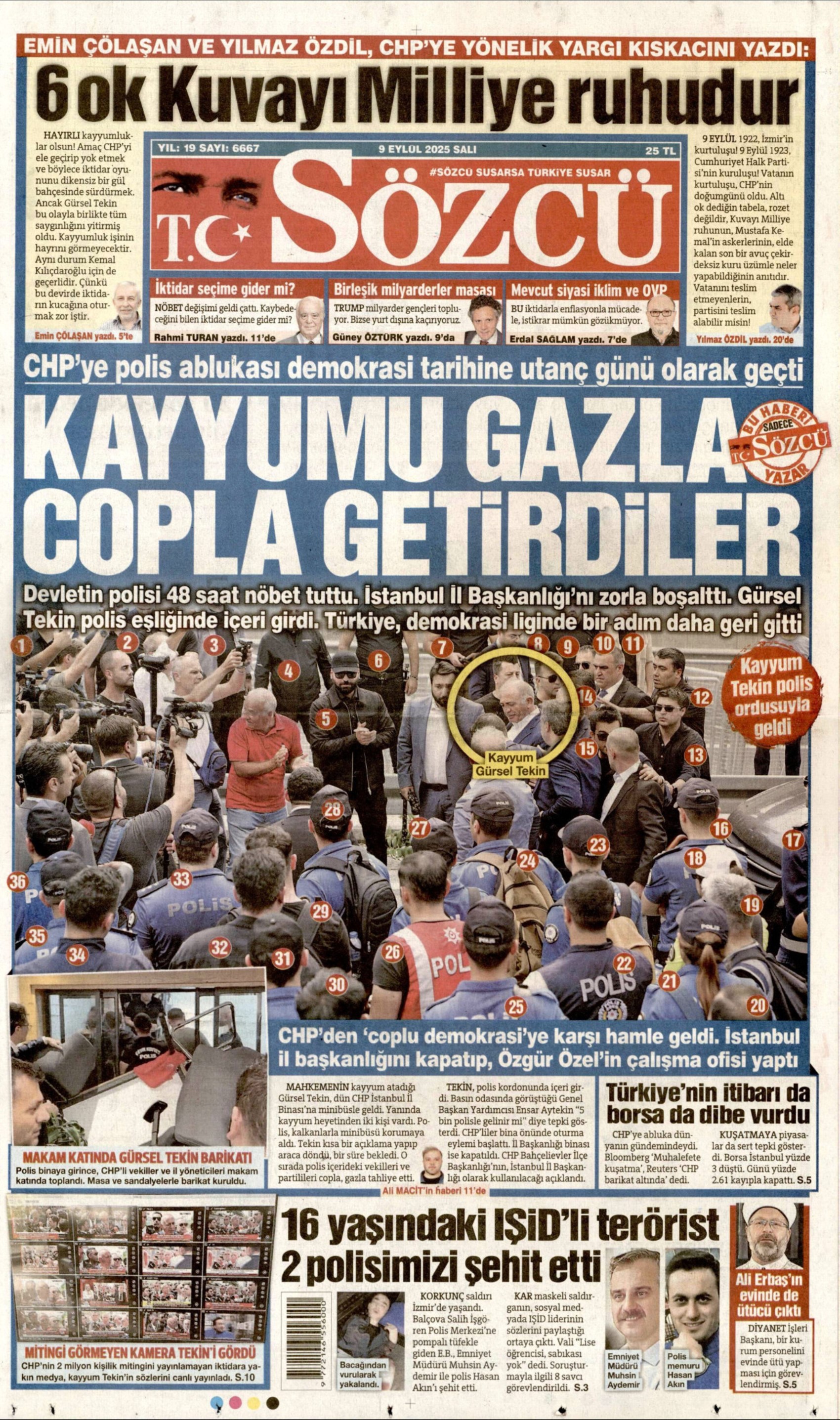 Gazeteler Gürsel Tekin'in polisle CHP binasına girişini nasıl gördü?