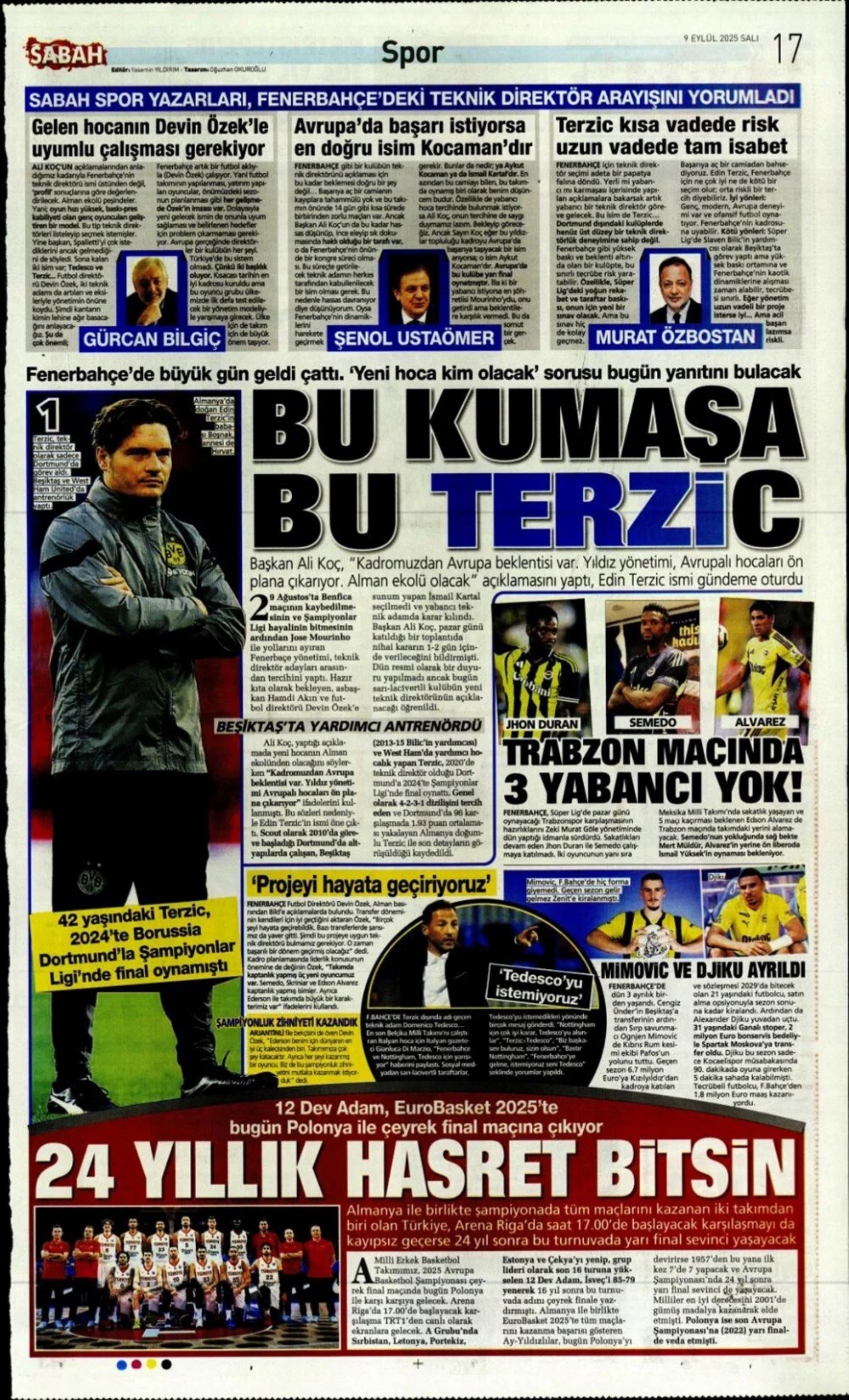 Sporda günün manşetleri... Fenerbahçe'de teknik direktör düğümü çözülüyor