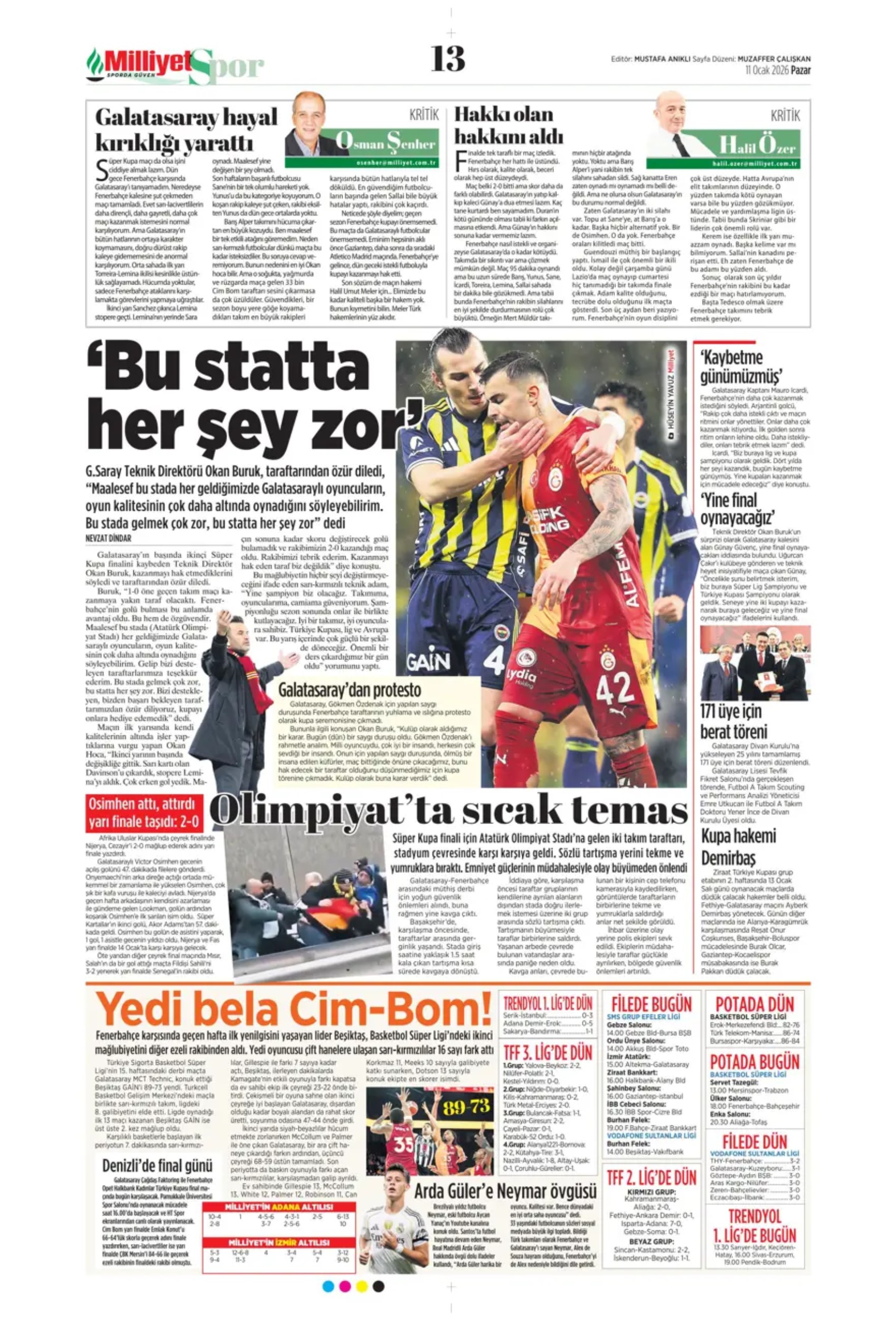 Sporun manşetleri: Gazeteler, Fenerbahçe'nin Süper Kupa zaferini nasıl gördü?