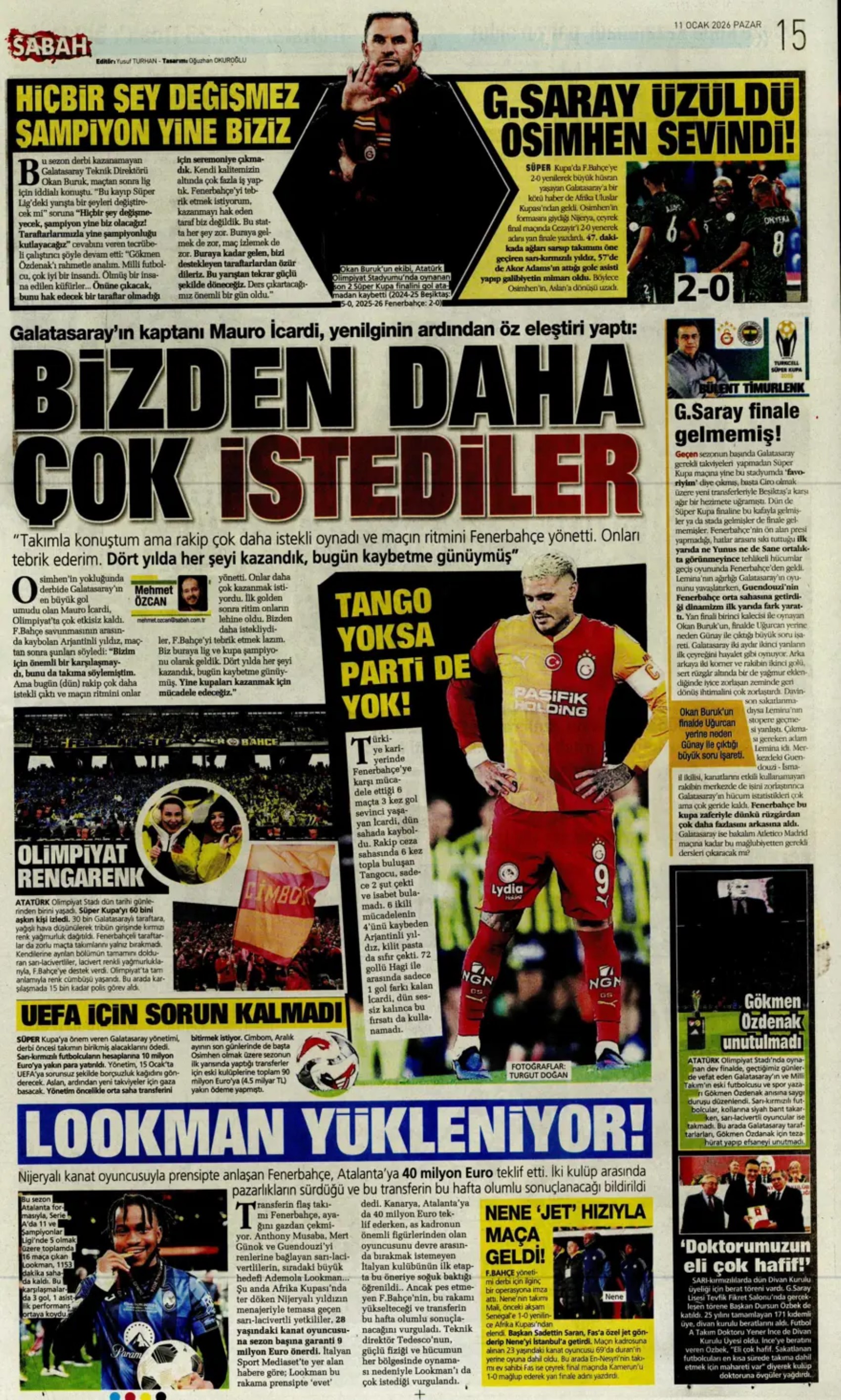 Sporun manşetleri: Gazeteler, Fenerbahçe'nin Süper Kupa zaferini nasıl gördü?