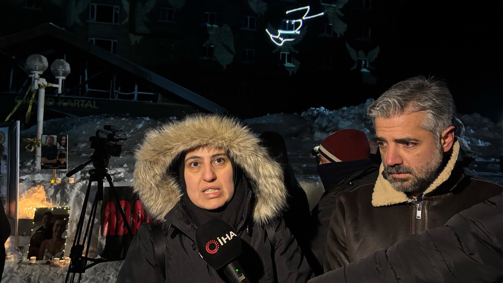 Kartalkaya faciasının birinci yıl dönümü: Otele 'melek' sembolü yansıtıldı