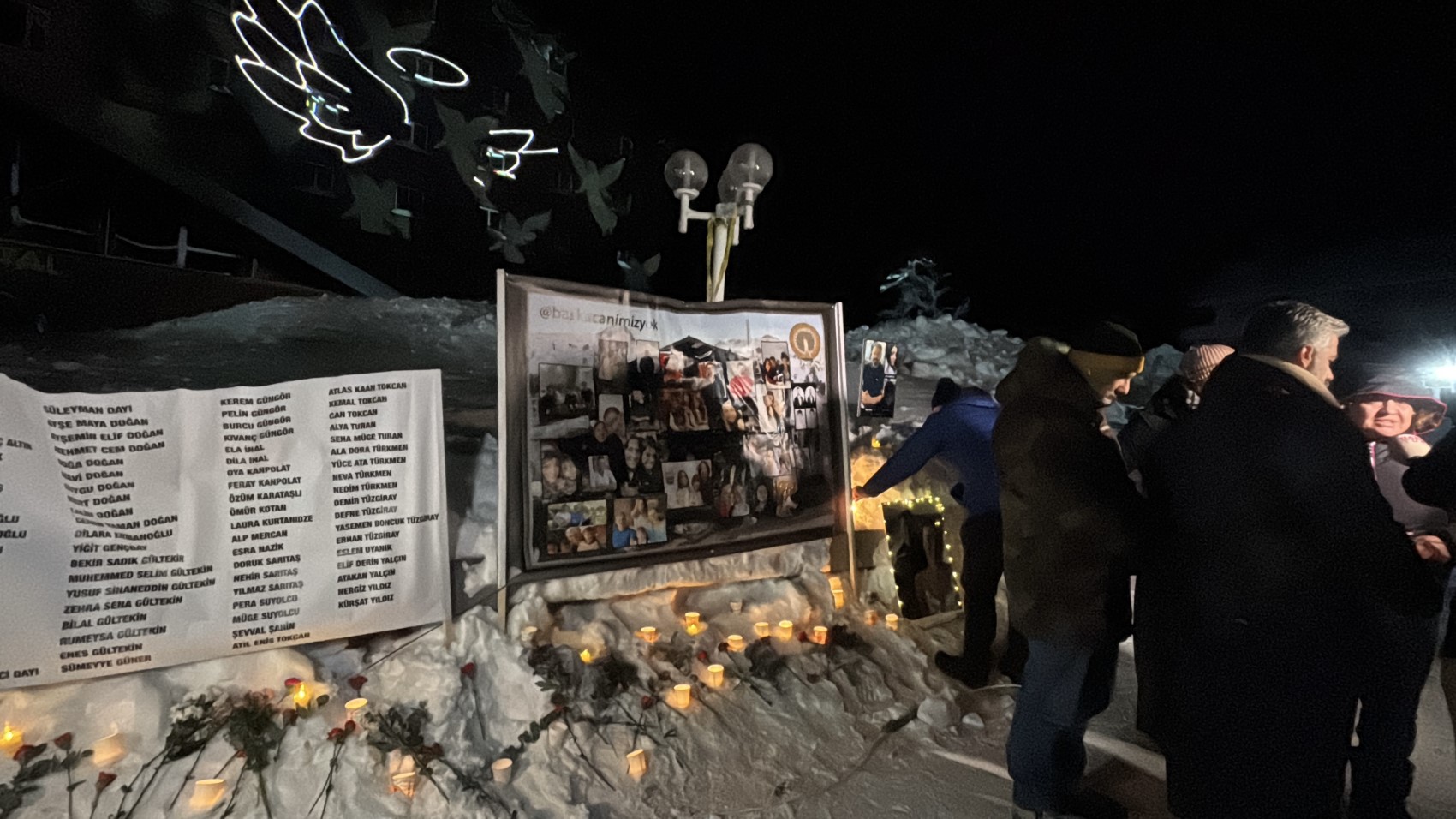 Kartalkaya faciasının birinci yıl dönümü: Otele 'melek' sembolü yansıtıldı